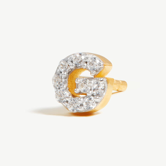 Pave Initial Single Stud Earring - Initial G | 18ct Gold Plated Vermeil/Cubic Zirconia Earrings Missoma 