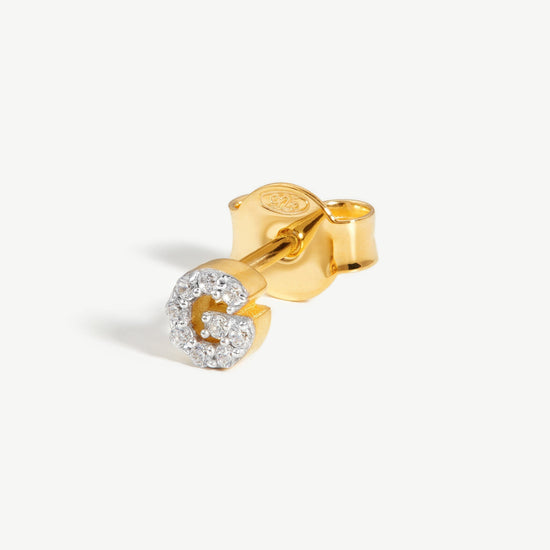 Pave Initial Single Stud Earring - Initial G | 18ct Gold Plated Vermeil/Cubic Zirconia Earrings Missoma 