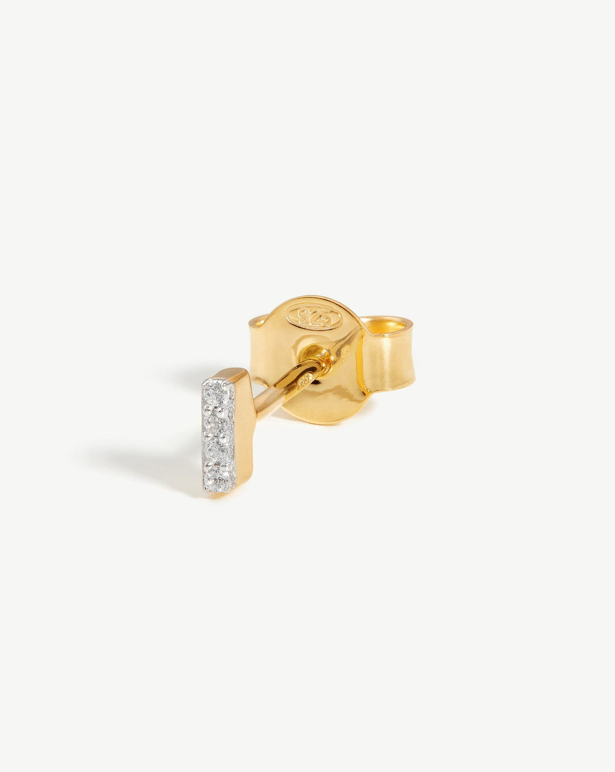 Pave Initial Single Stud Earring Initial I 18ct Vermeil Cubic Zirconia