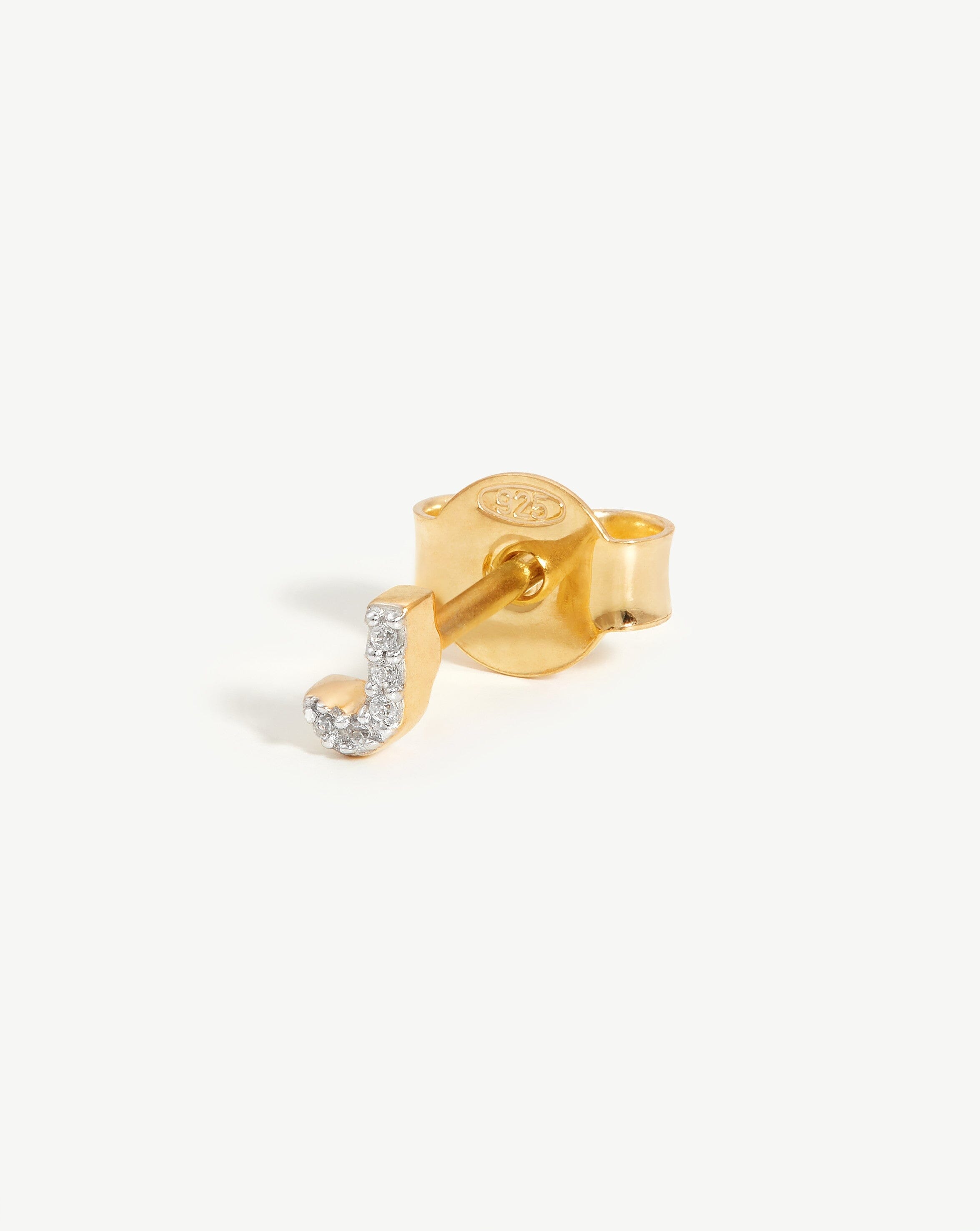 Pave Initial Single Stud Earring - Initial J | 18ct Gold Plated Vermeil/Cubic Zirconia Earrings Missoma 