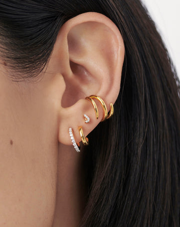 Pave Initial Single Stud Earring - Initial J | 18ct Gold Plated Vermeil/Cubic Zirconia Earrings Missoma 