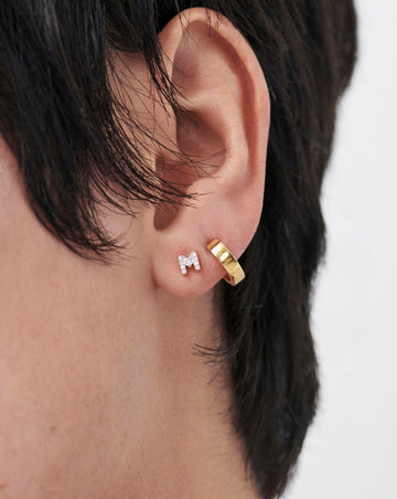 Pave Initial Single Stud Earring - Initial M | 18ct Gold Plated Vermeil/Cubic Zirconia Earrings Missoma 