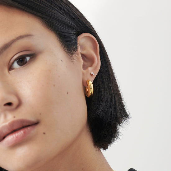 Pave Initial Single Stud Earring - Initial S | 18ct Gold Plated Vermeil/Cubic Zirconia Earrings Missoma 