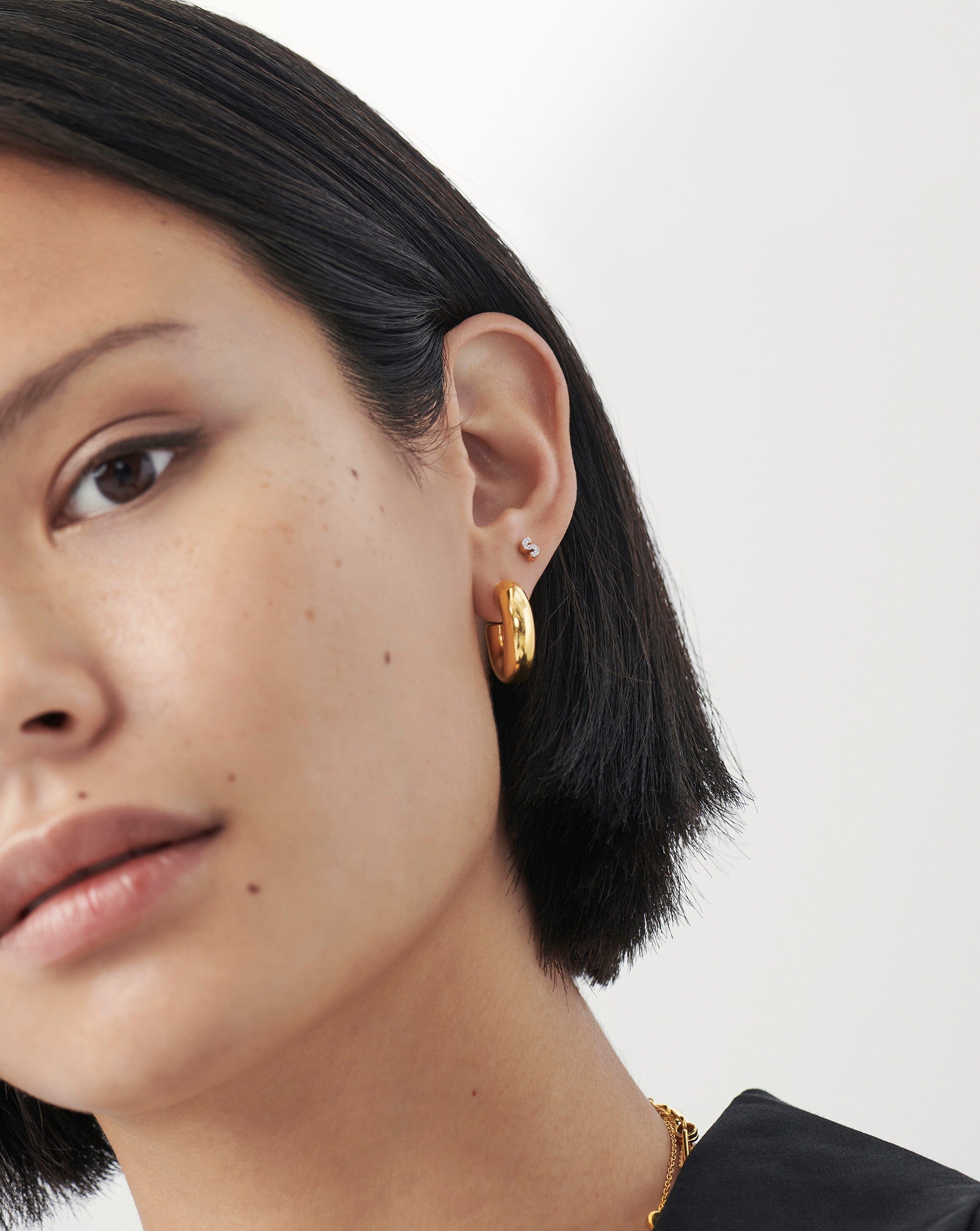 Pave Initial Single Stud Earring - Initial S | 18ct Gold Plated Vermeil/Cubic Zirconia Earrings Missoma 