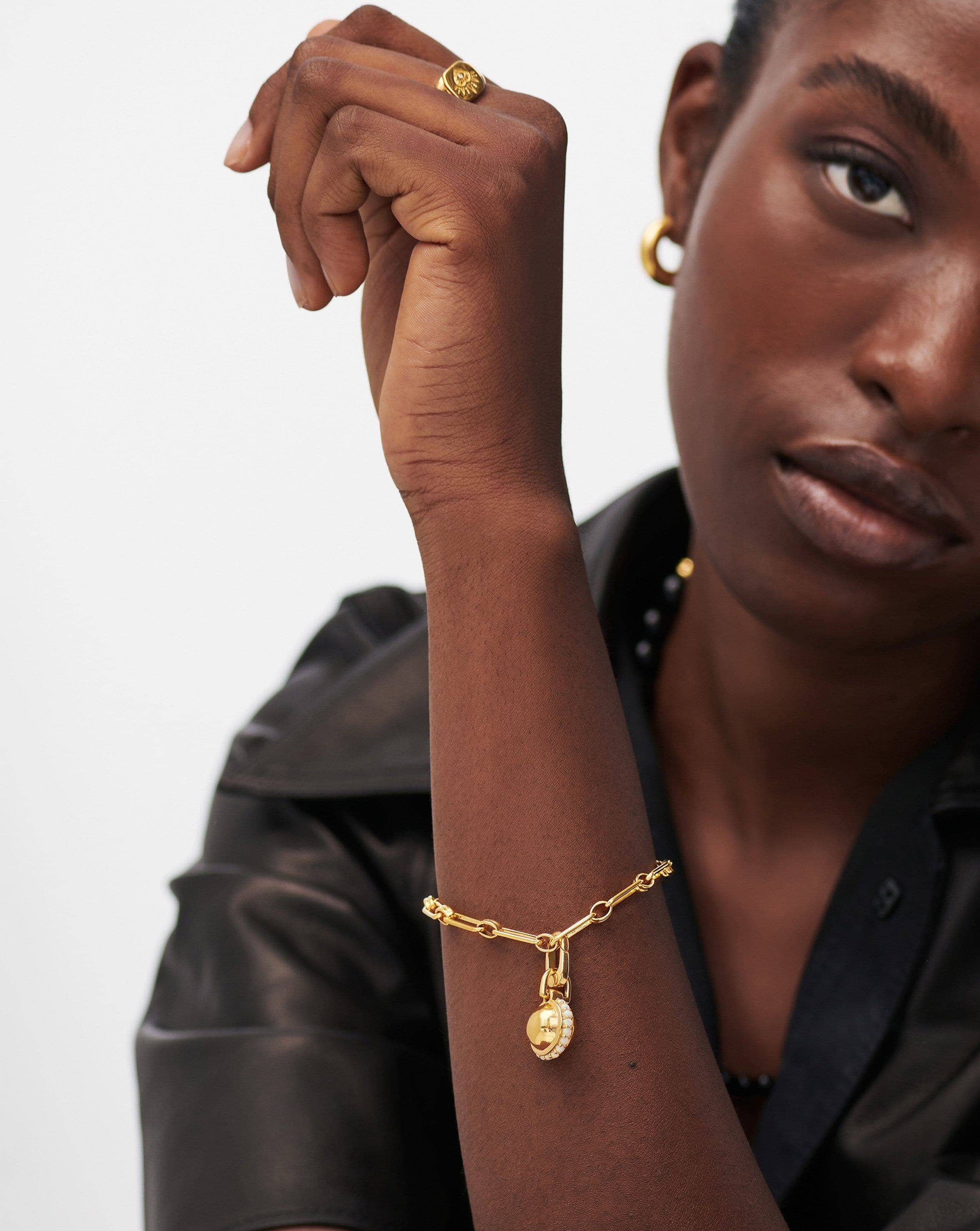 Pave Sphere Pendant Aegis Chain Bracelet Bracelets Missoma 