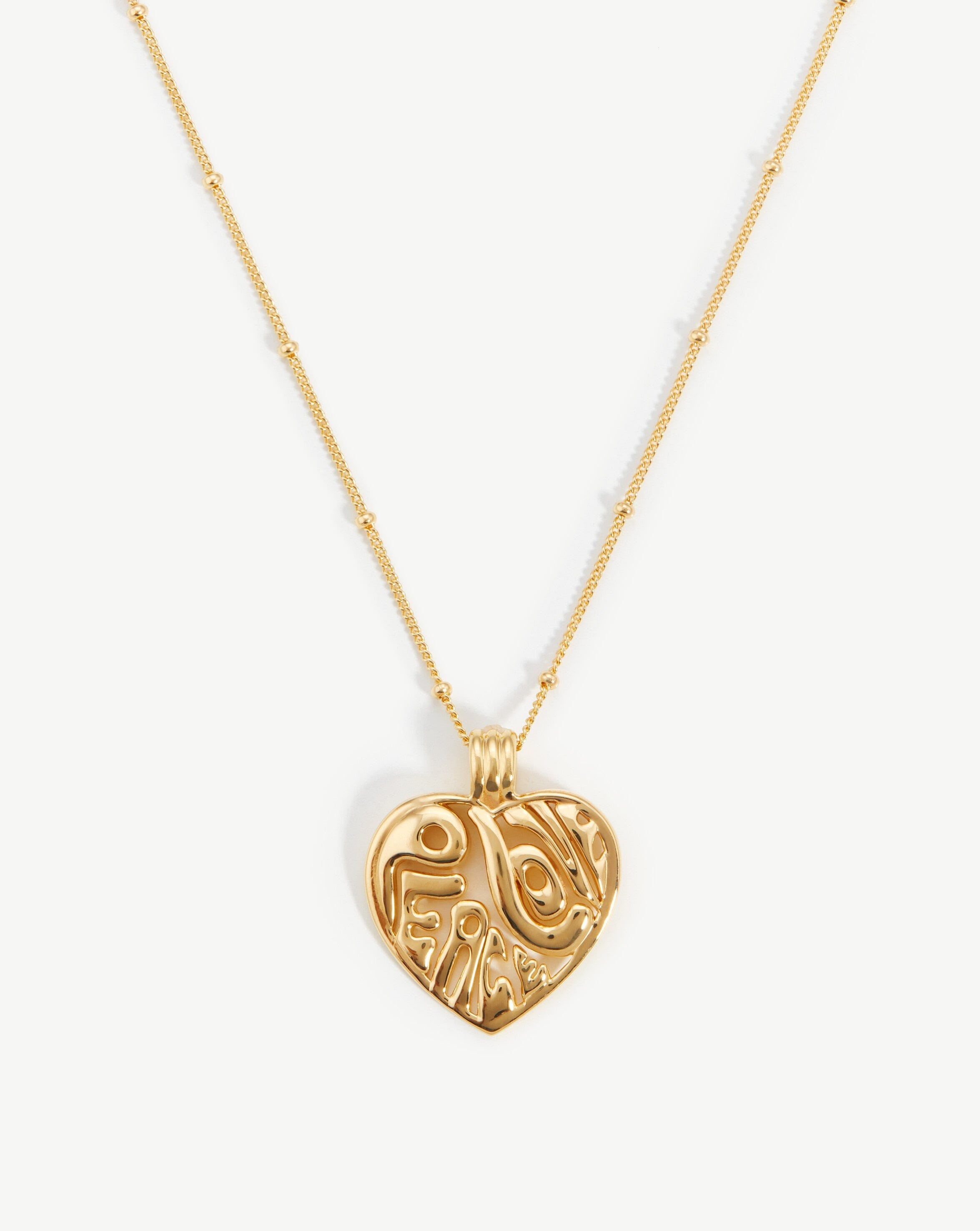 Peace & Love Heart Pendant Chain Necklace | 18ct Gold Plated Vermeil Necklaces Missoma 