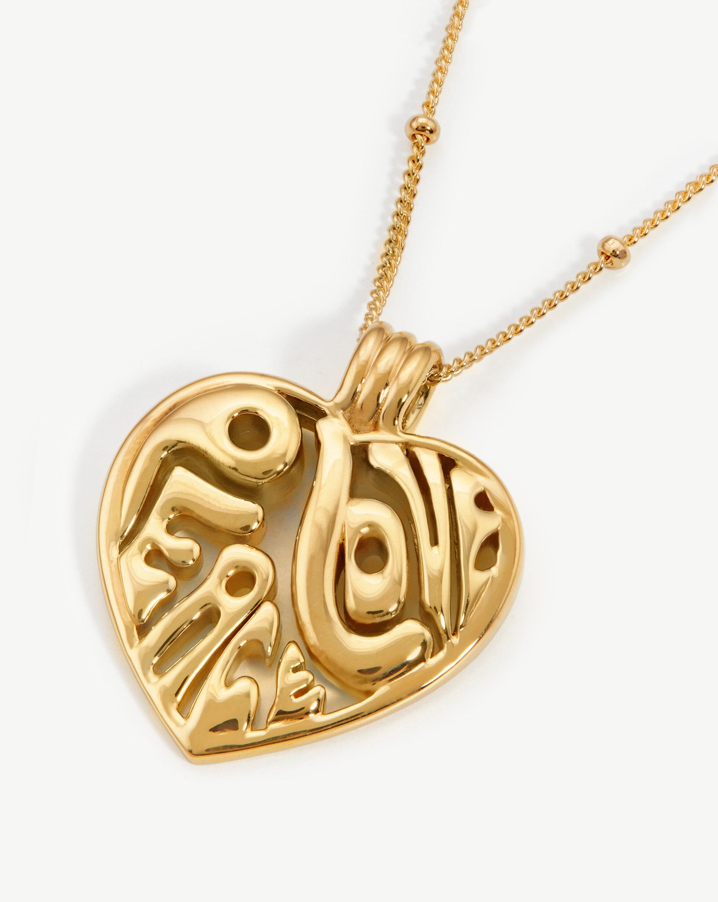 Peace & Love Heart Pendant Chain Necklace | 18ct Gold Plated Vermeil Necklaces Missoma 