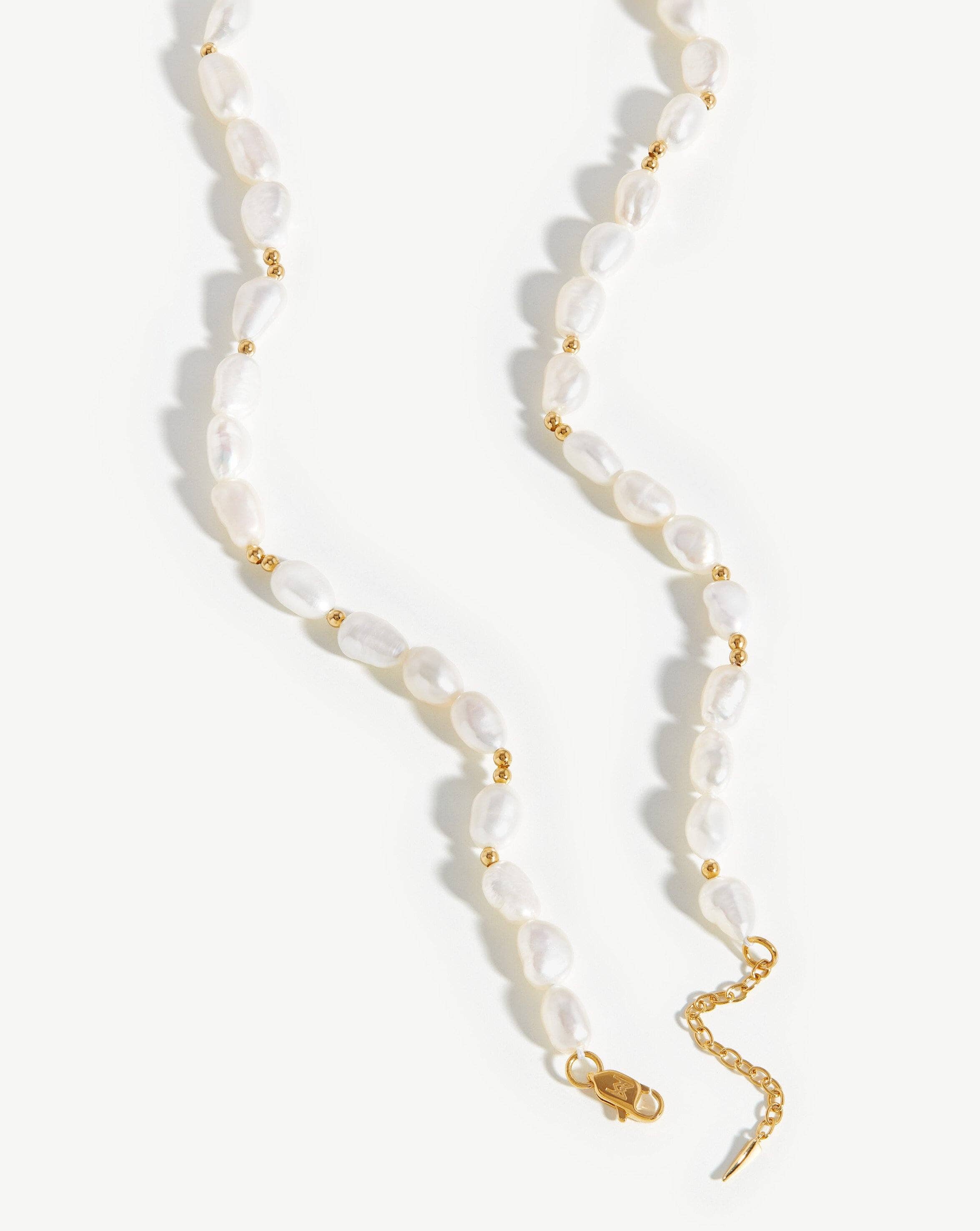 Harris Reed In Good Hands Beaded Gemstone Necklace | 18ct Gold Plated/Black  Chalcedony & Pearl Necklaces | Missoma