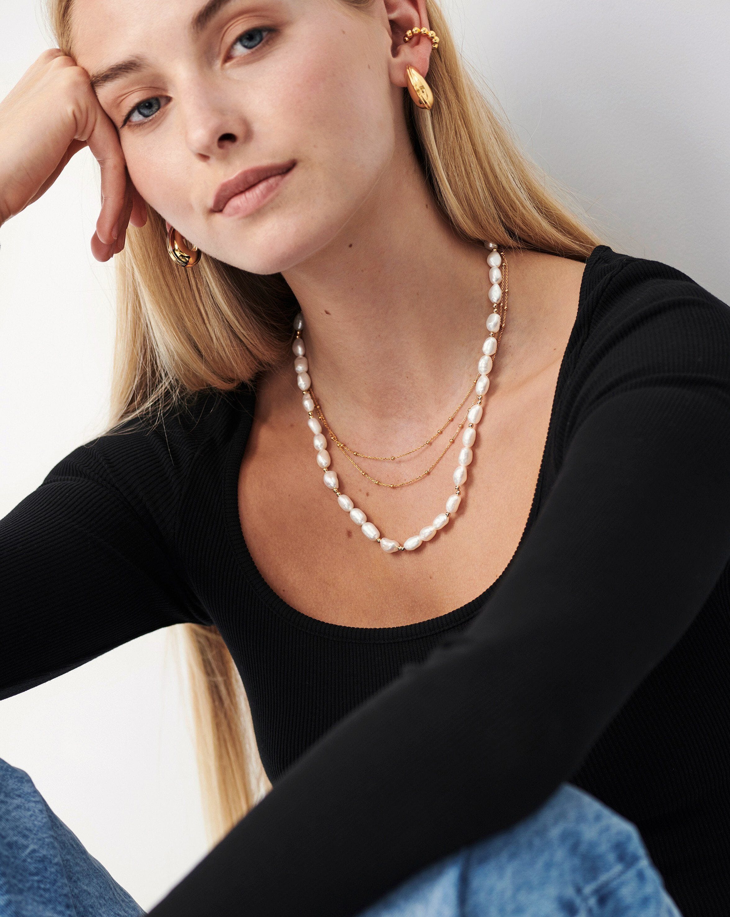 pearl beaded necklace 18ct gold platedpearl necklaces missoma 542303