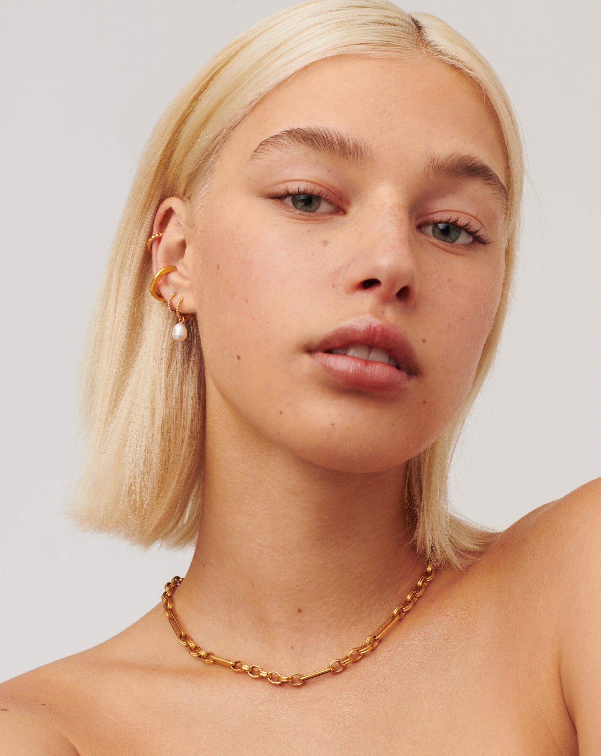Pearl Twisted Small Drop Hoop Earrings Silver