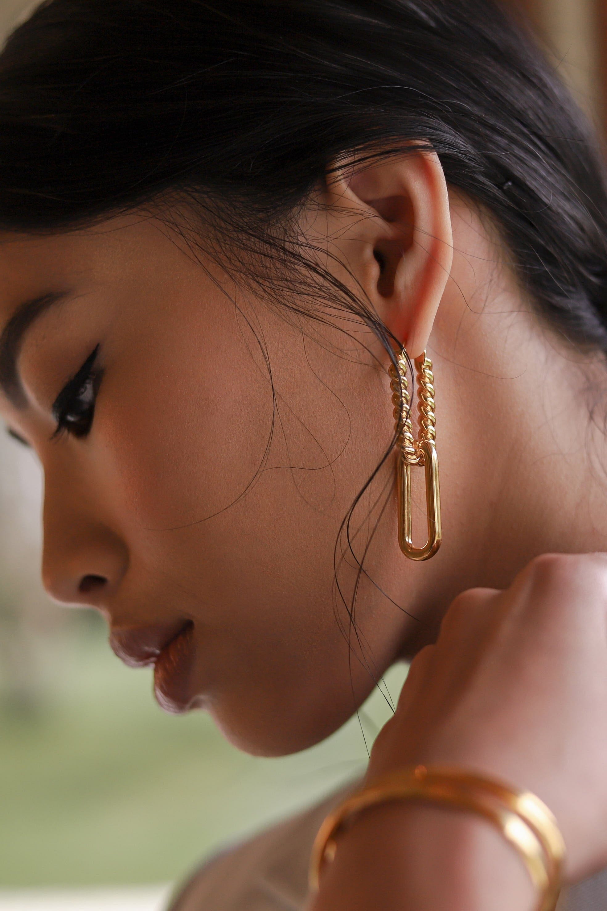 Radial Ovate Drop Hoop Earrings Earrings Missoma 