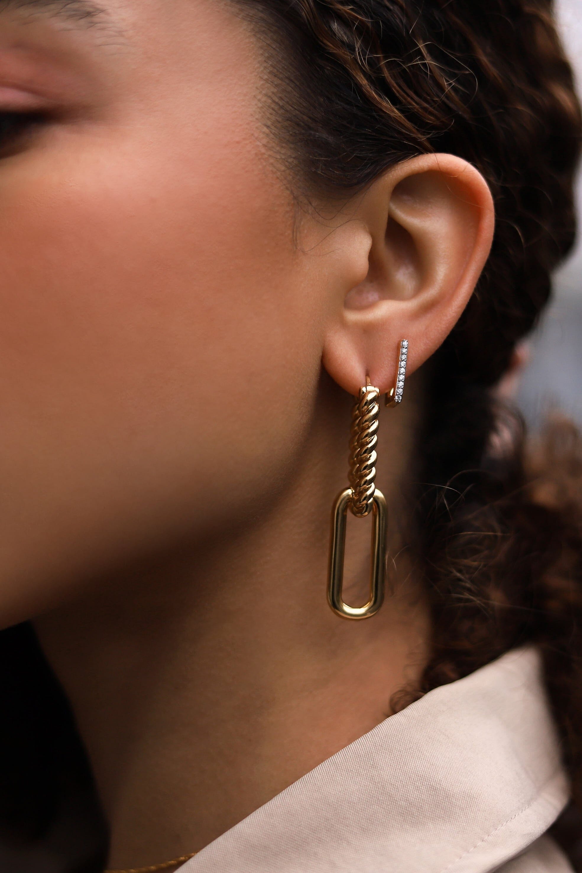 Radial Ovate Drop Hoop Earrings Earrings Missoma 