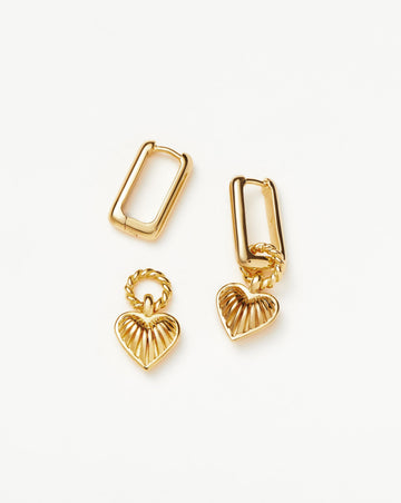 Ridge Heart Charm Earrings | 18ct Gold Plated Vermeil Earrings Missoma 