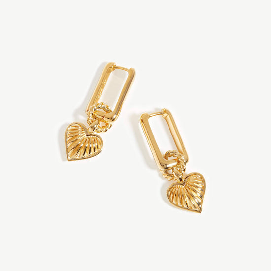 Ridge Heart Charm Earrings | 18ct Gold Plated Vermeil Earrings Missoma 
