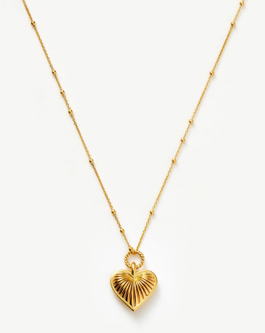Ridge Heart Charm Necklace | 18ct Gold Plated Necklaces Missoma 