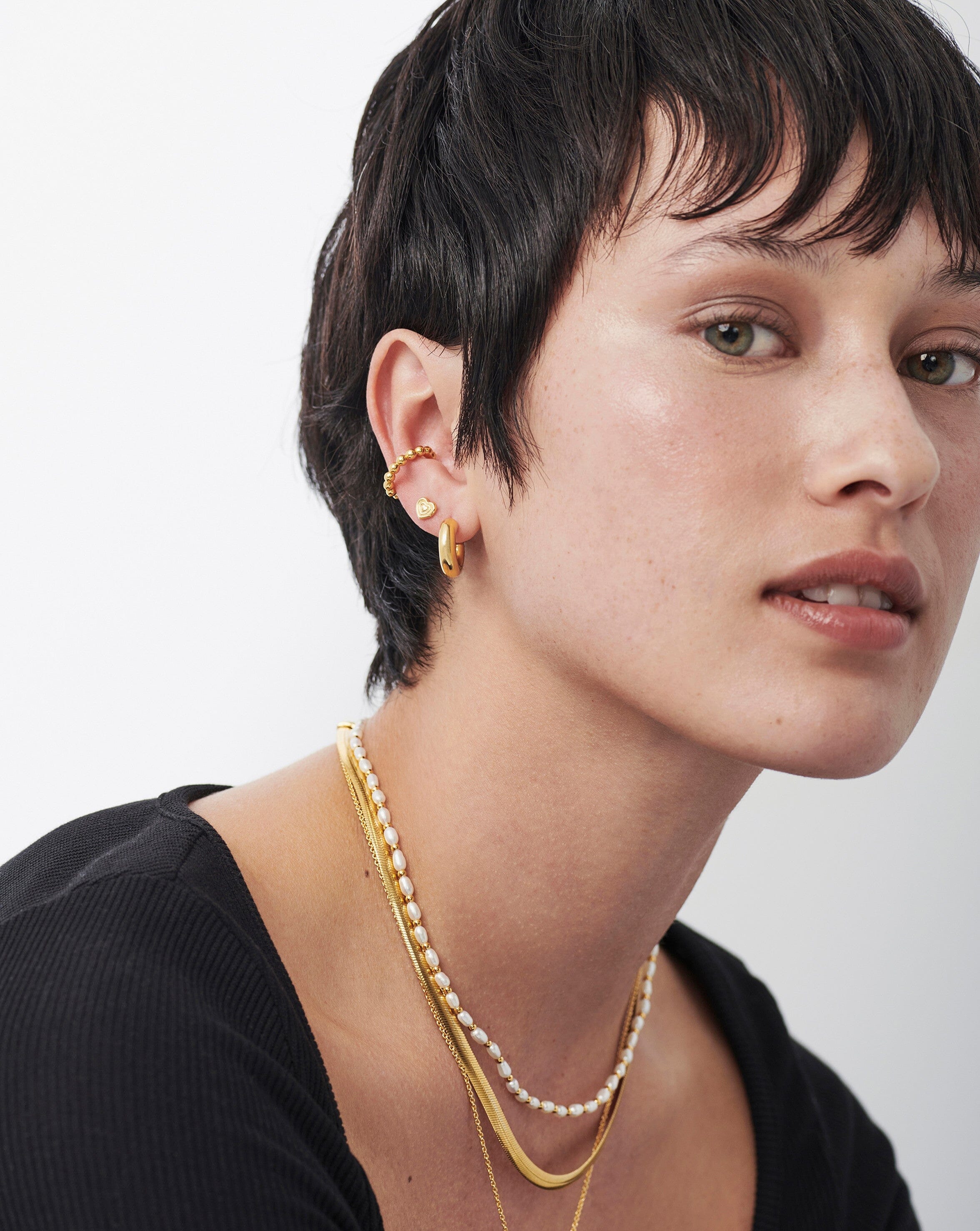 Ridge Heart Stud Earrings Earrings Missoma 