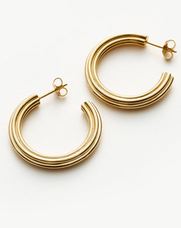 Ridge Large Hoop Earrings | 18ct Gold Plated Earrings Missoma 