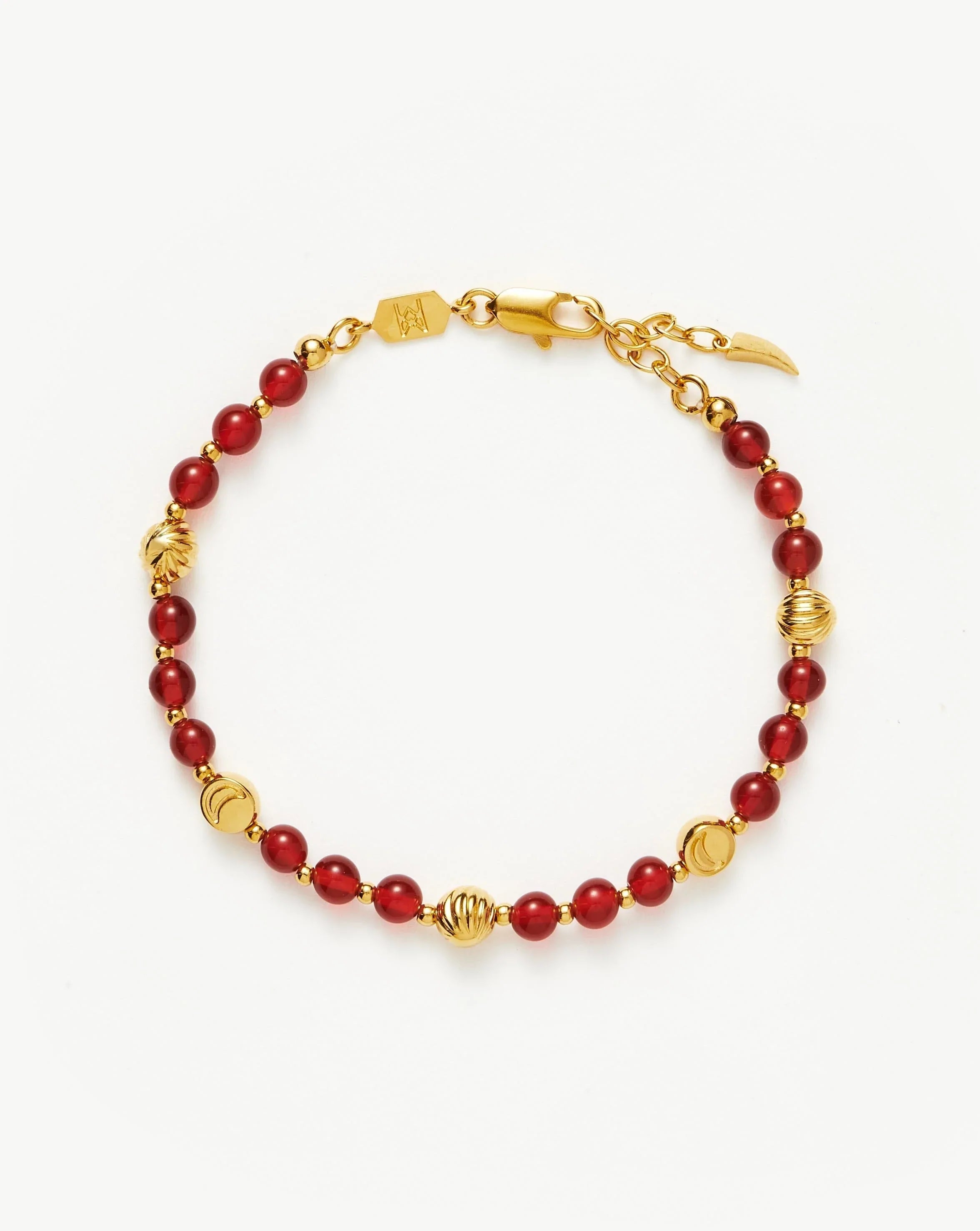 Savi Gemstone Beaded Bracelet | 18ct Gold Plated Vermeil/Red Chalcedony Bracelets Missoma 18ct Gold Plated/Red Chalcedony 