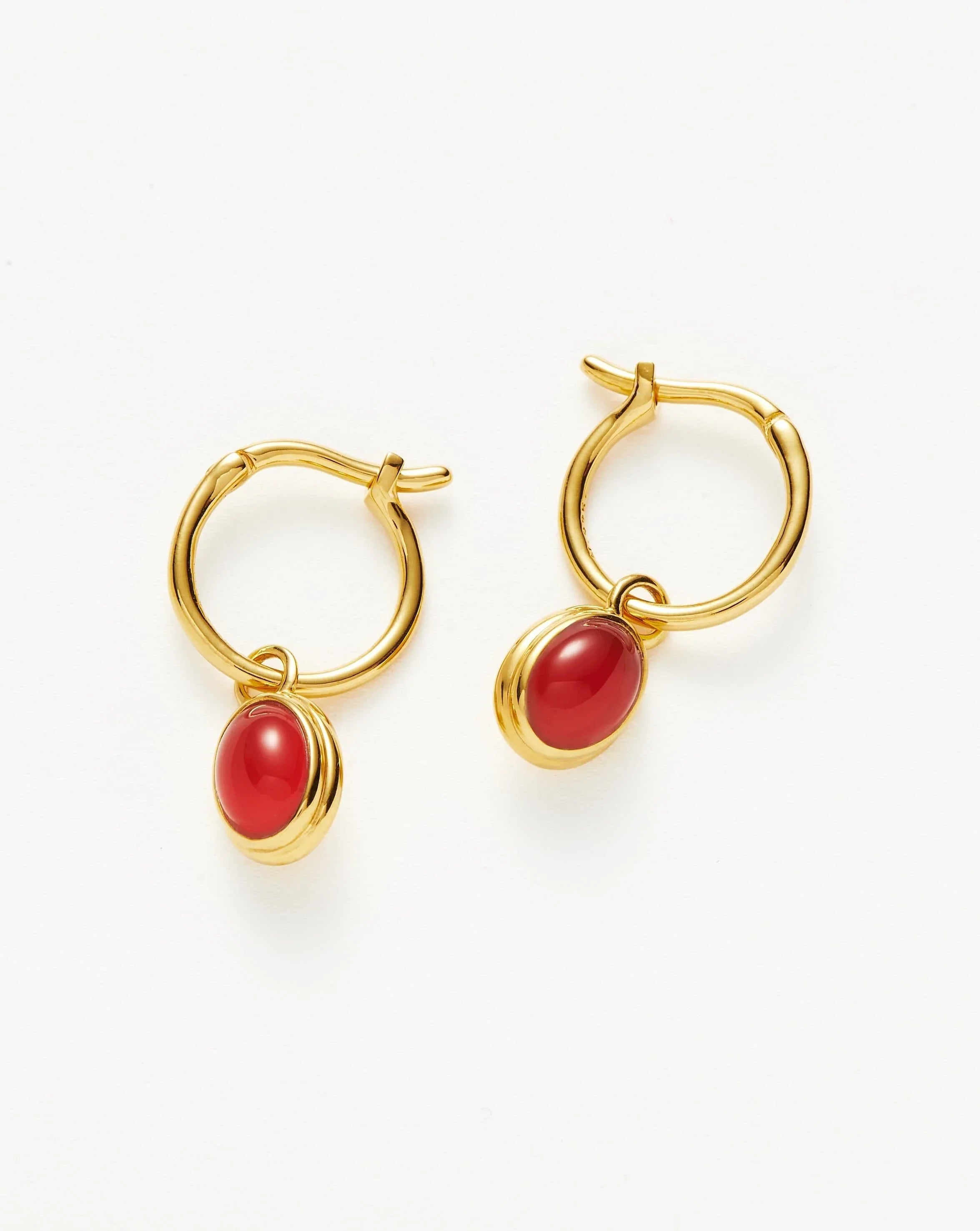 Savi Gemstone Charm Mini Hoop Earrings | 18ct Gold Plated Vermeil/Red Chalcedony Earrings Missoma 18ct Gold Plated Vermeil/Red Chalcedony 