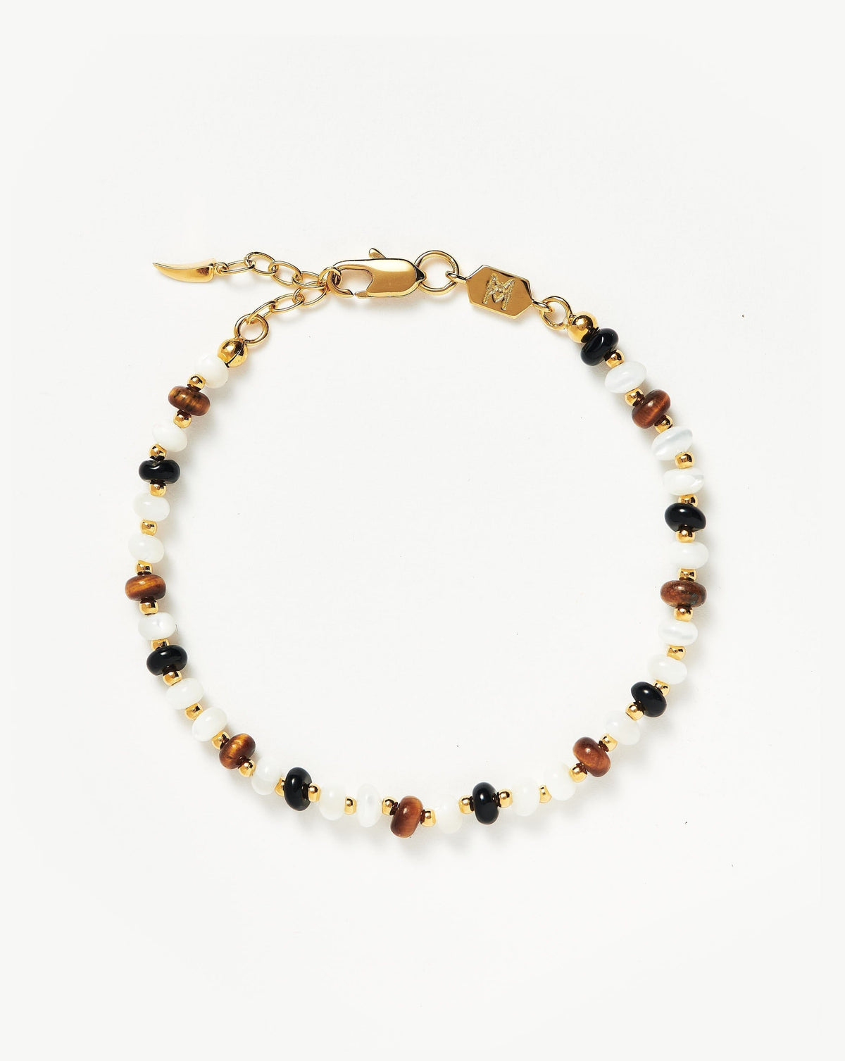 Savi Pearl & Gemstone Beaded Bracelet 18ct Plated Multi