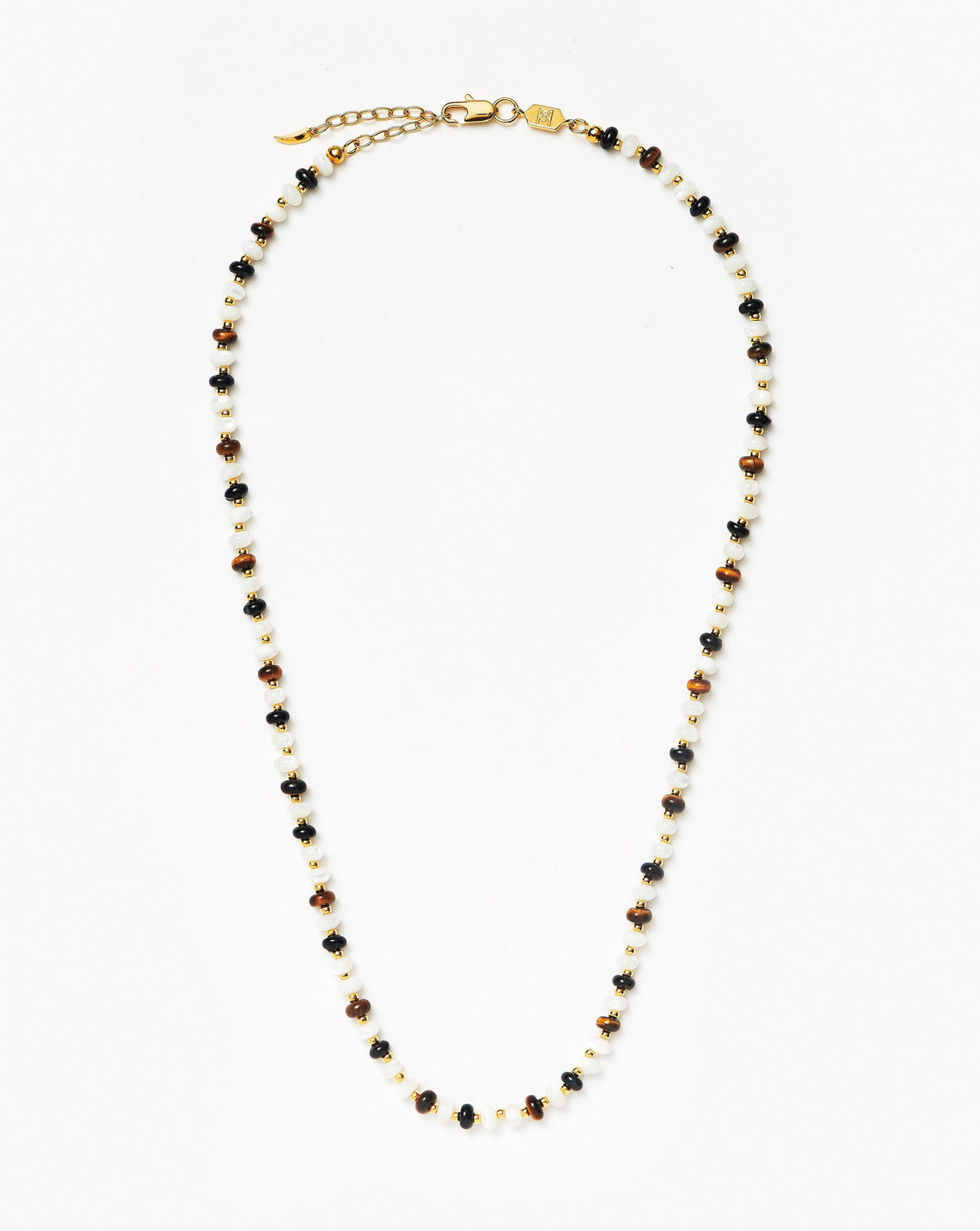 Savi Pearl & Gemstone Beaded Necklace 18ct Plated Multi