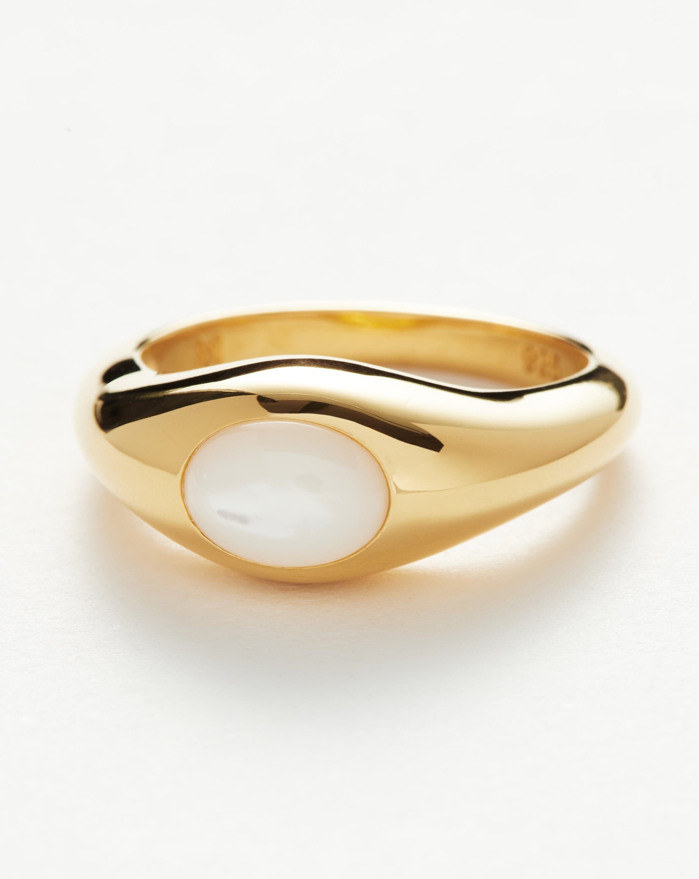 Savi Sculptural Gemstone Stacking Ring | 18ct Gold Plated Vermeil/Mother of Pearl Rings Missoma 