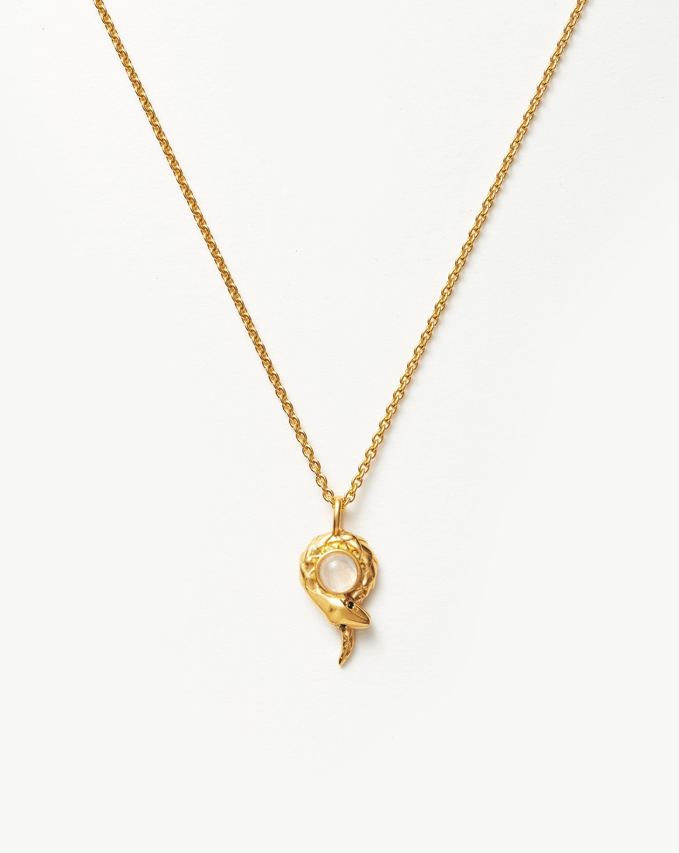 Serpent Moonstone Coiled Pendant Necklace | 18ct Gold Plated Vermeil/Rainbow Moonstone Necklaces Missoma 