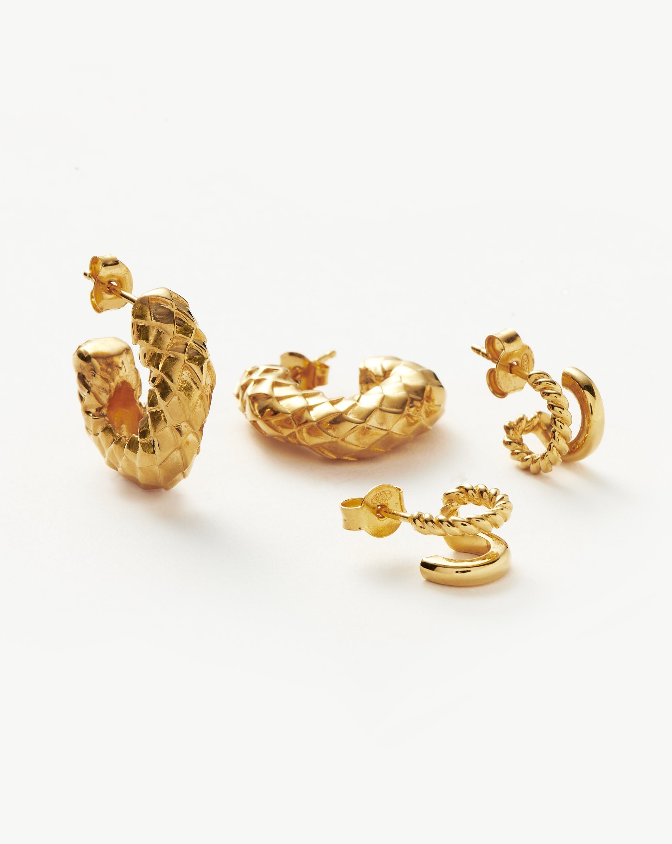 Serpent & Radial Hoop Earring Set | 18ct Gold Plated Vermeil Layering Sets Missoma 18ct Gold Plated Vermeil 