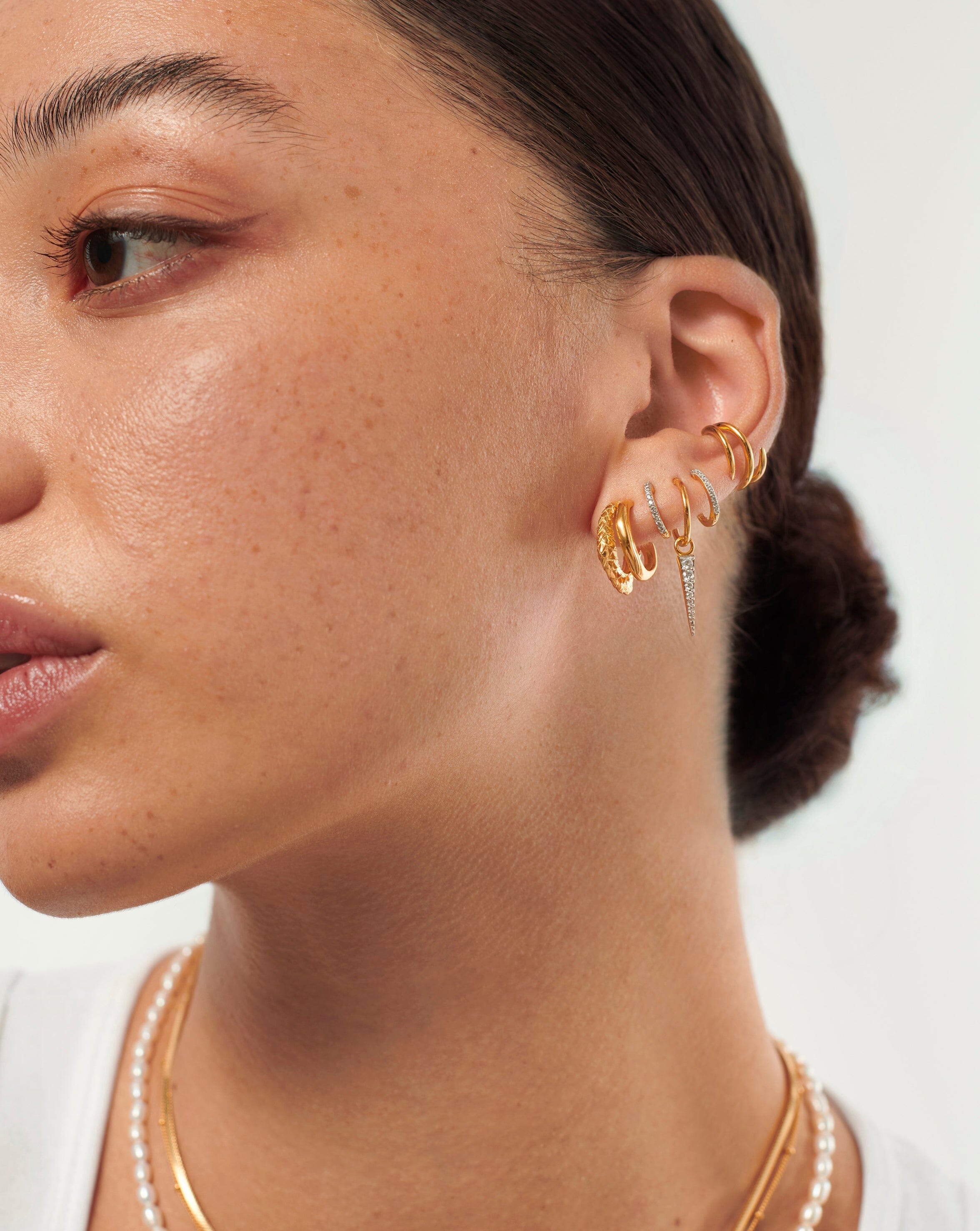 Serpent Textured Double Mini Hoop Earrings | 18ct Gold Plated Vermeil Earrings Missoma 