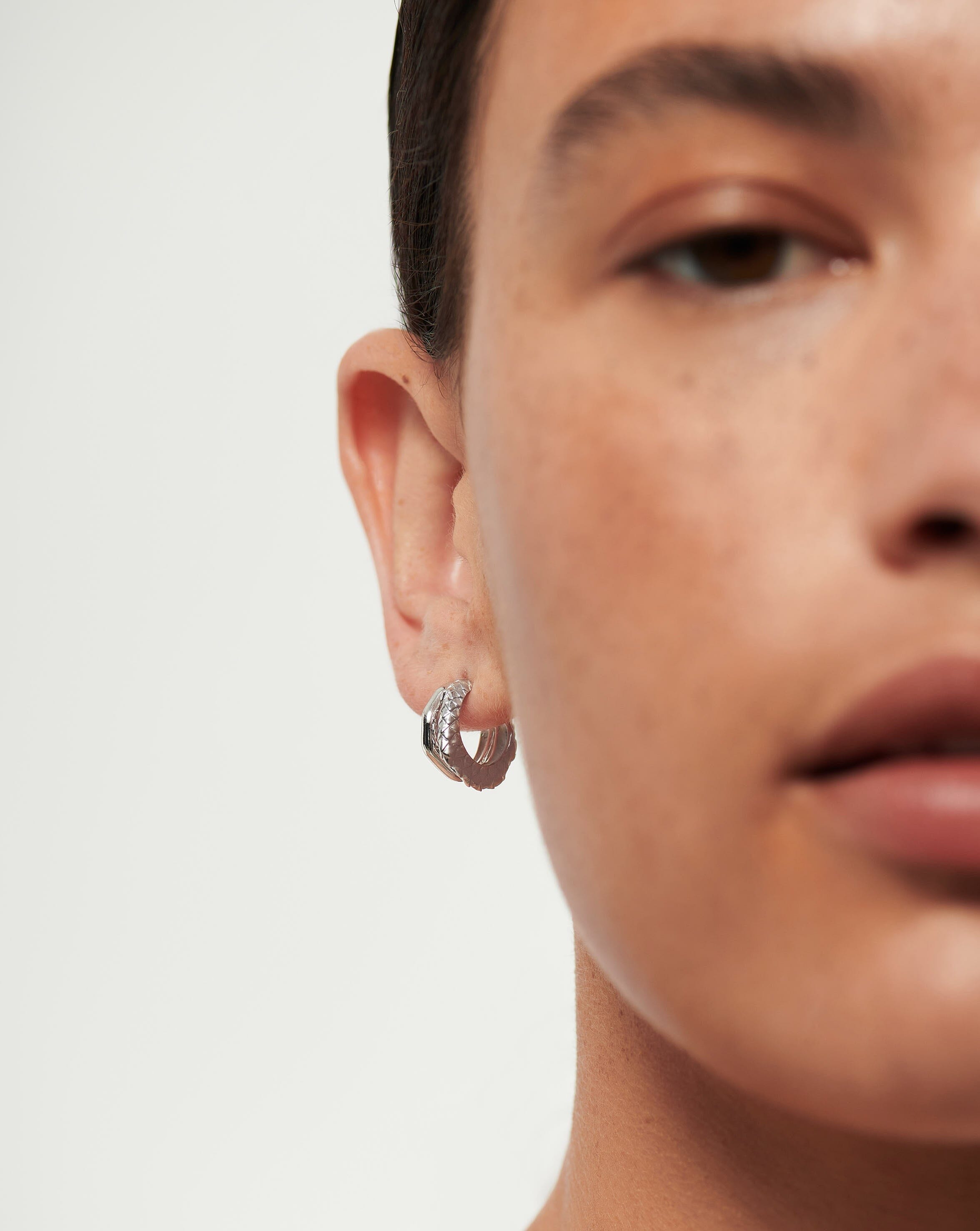Serpent Textured Double Mini Hoop Earrings | Sterling Silver Earrings Missoma 