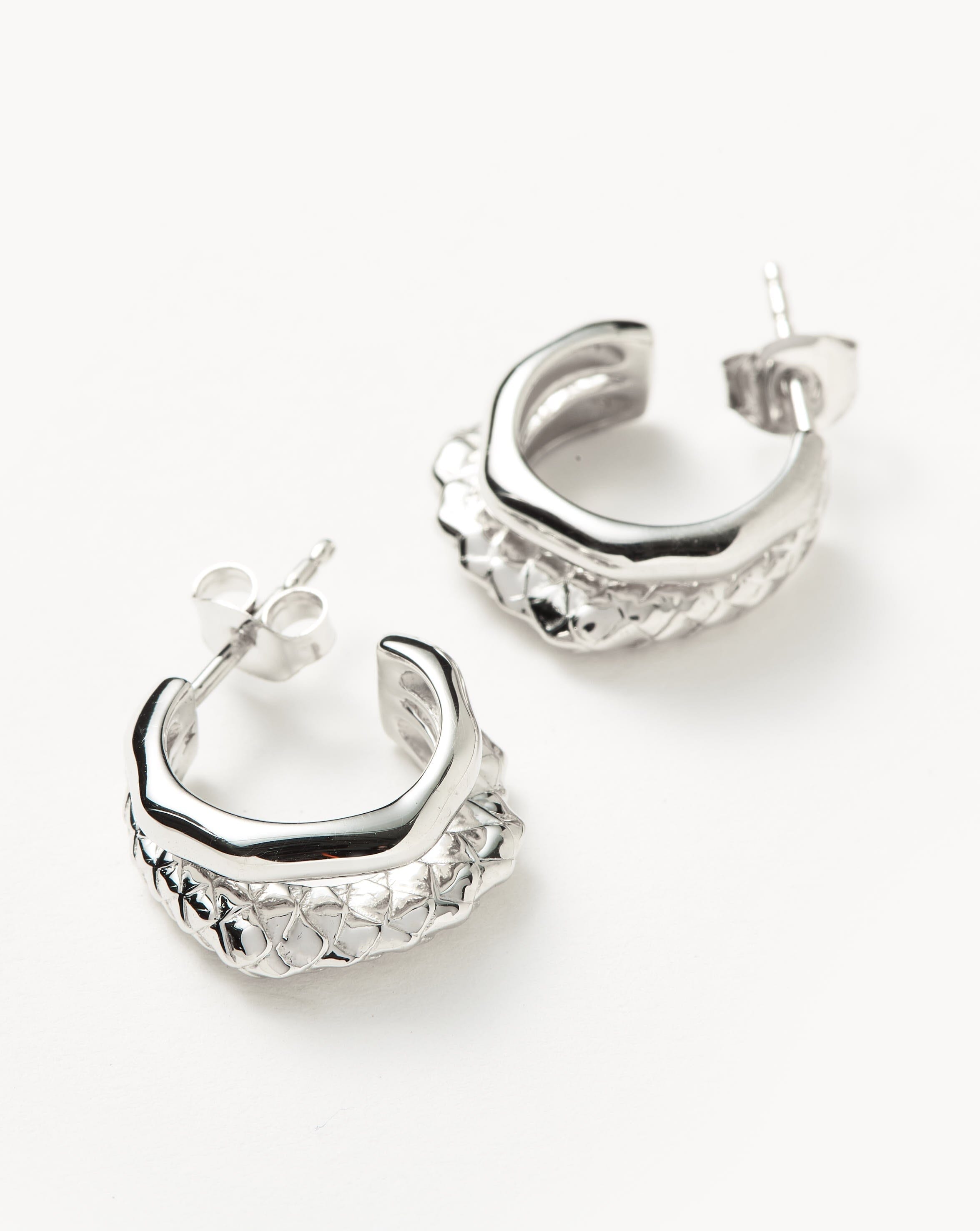Serpent Textured Double Mini Hoop Earrings | Sterling Silver Earrings Missoma 