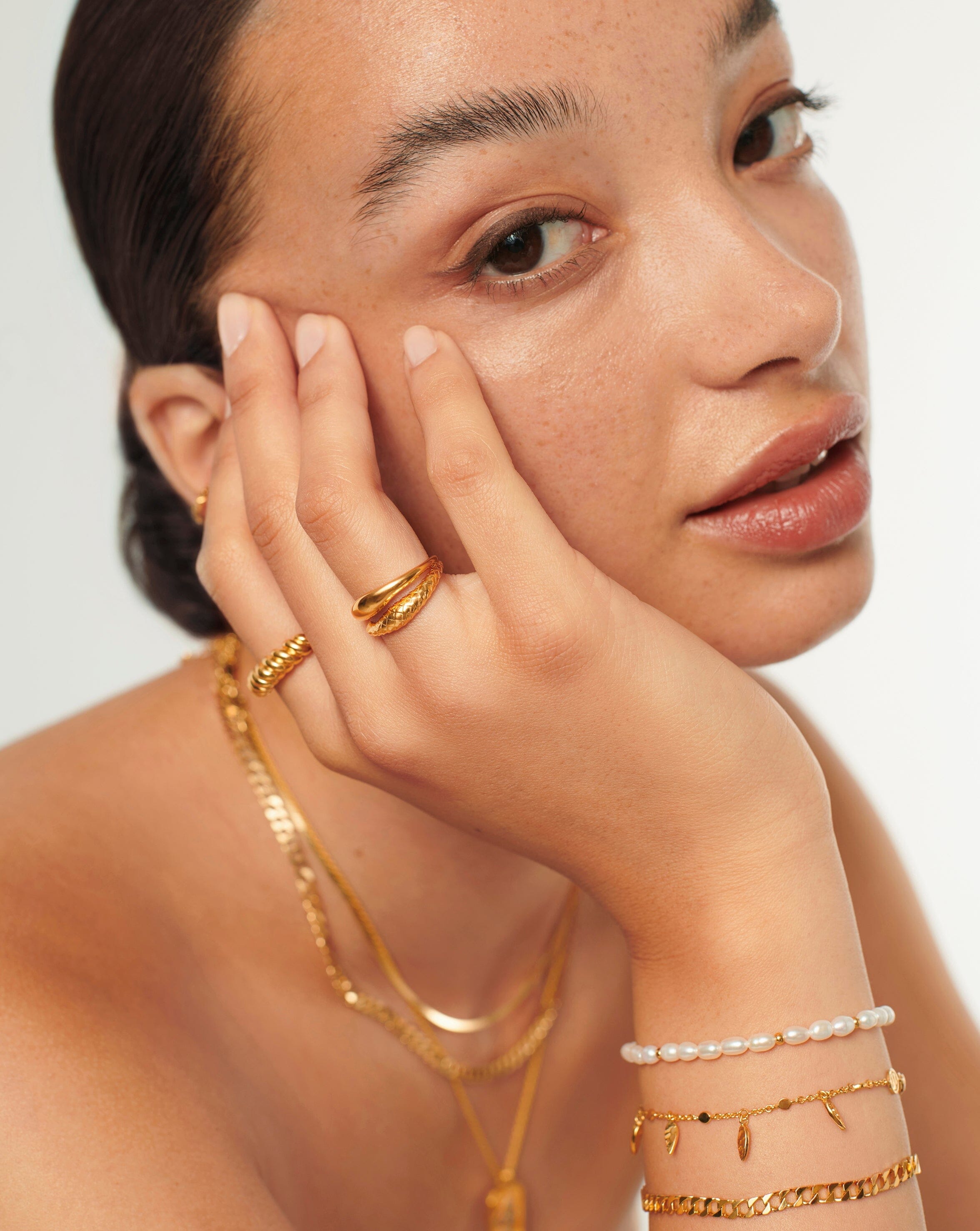 Serpent Textured Double Stacking Ring | 18ct Gold Plated Vermeil Rings Missoma 