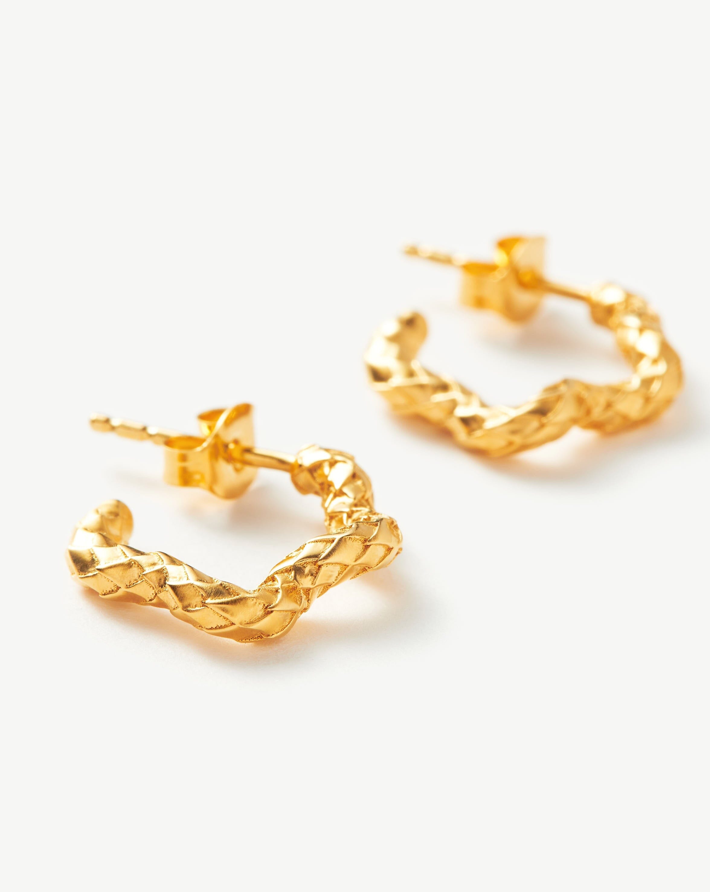 Serpent Textured Squiggle Hoop Earrings | 18ct Gold Plated Vermeil Earrings Missoma 18ct Gold Plated Vermeil 