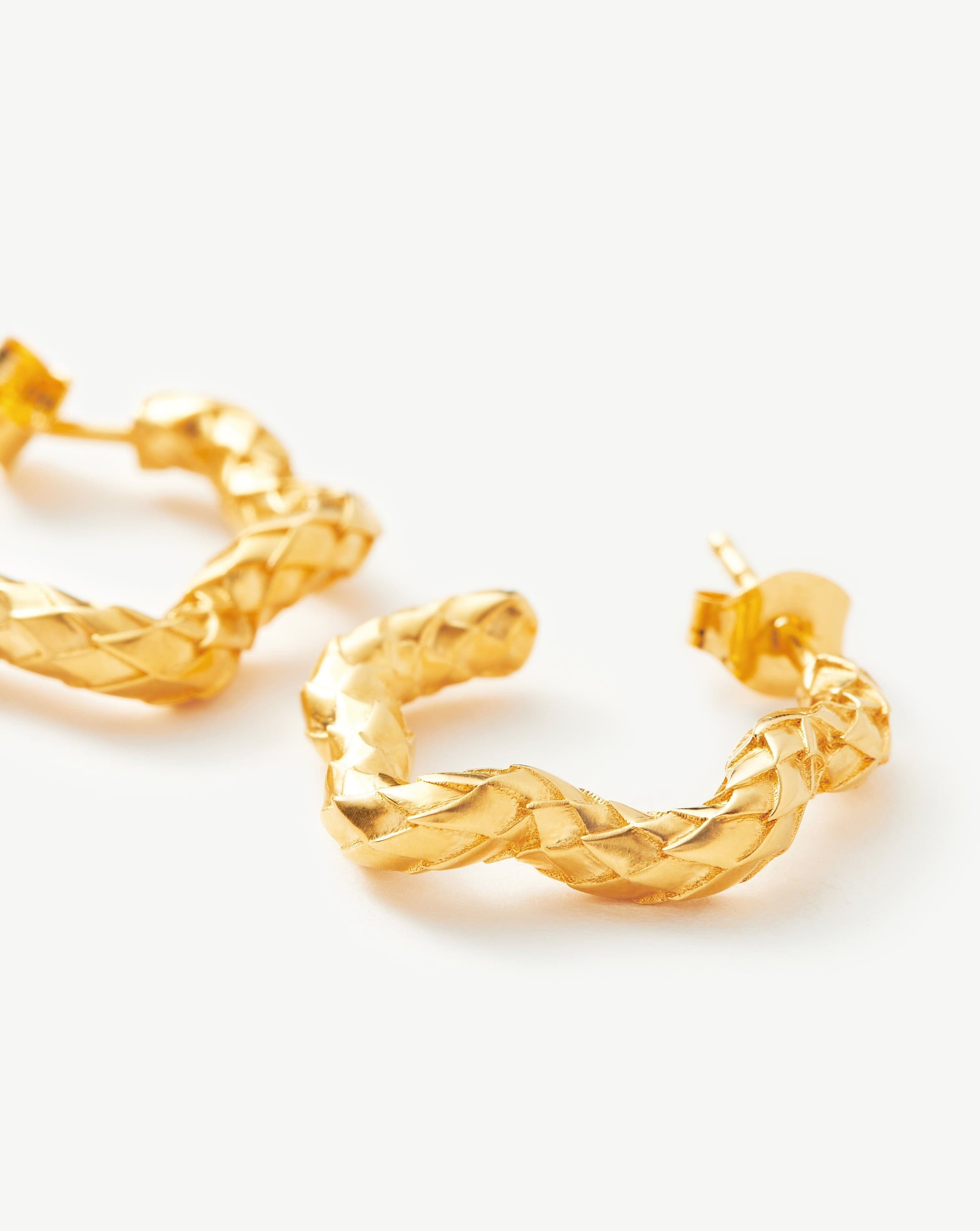 Serpent Textured Squiggle Mini Hoop Earrings | 18ct Gold Plated Vermeil Earrings Missoma 