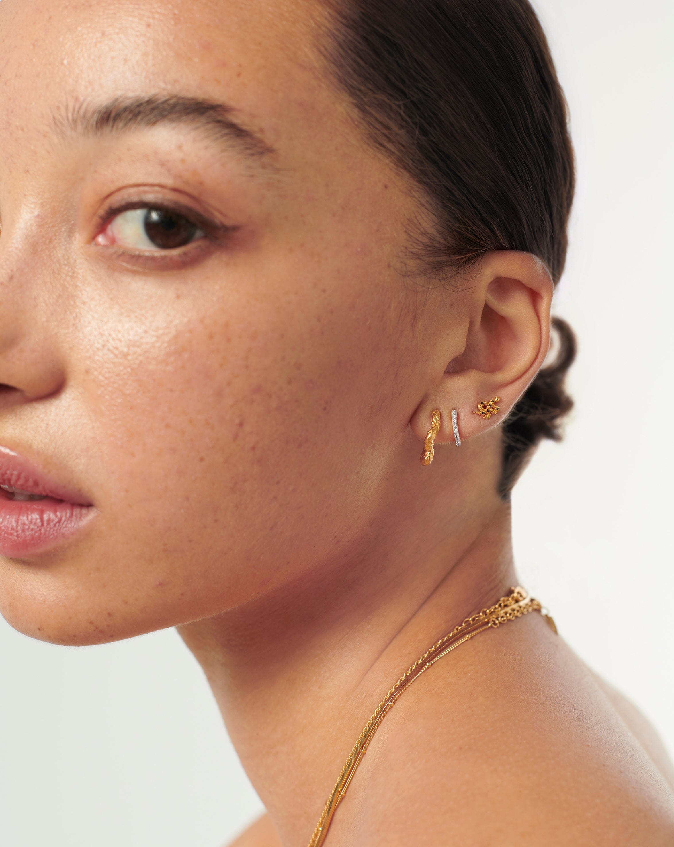 Serpent Textured Squiggle Mini Hoop Earrings | 18ct Gold Plated Vermeil Earrings Missoma 