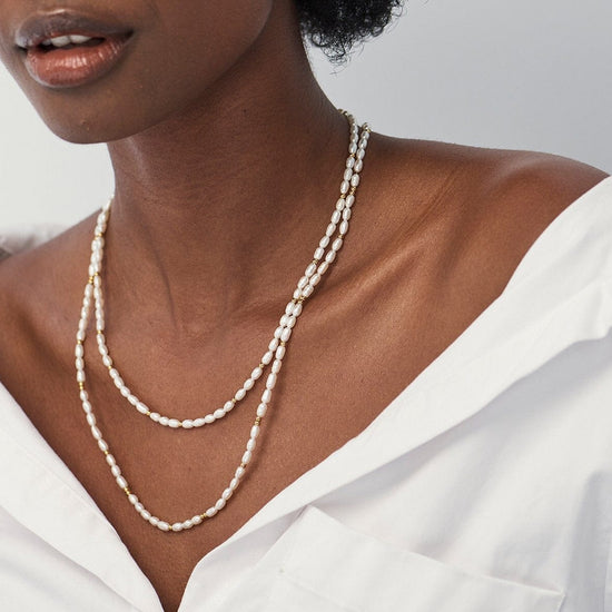 Short Seed Pearl Beaded Necklace | 18ct Gold Plated/Pearl Necklaces Missoma 