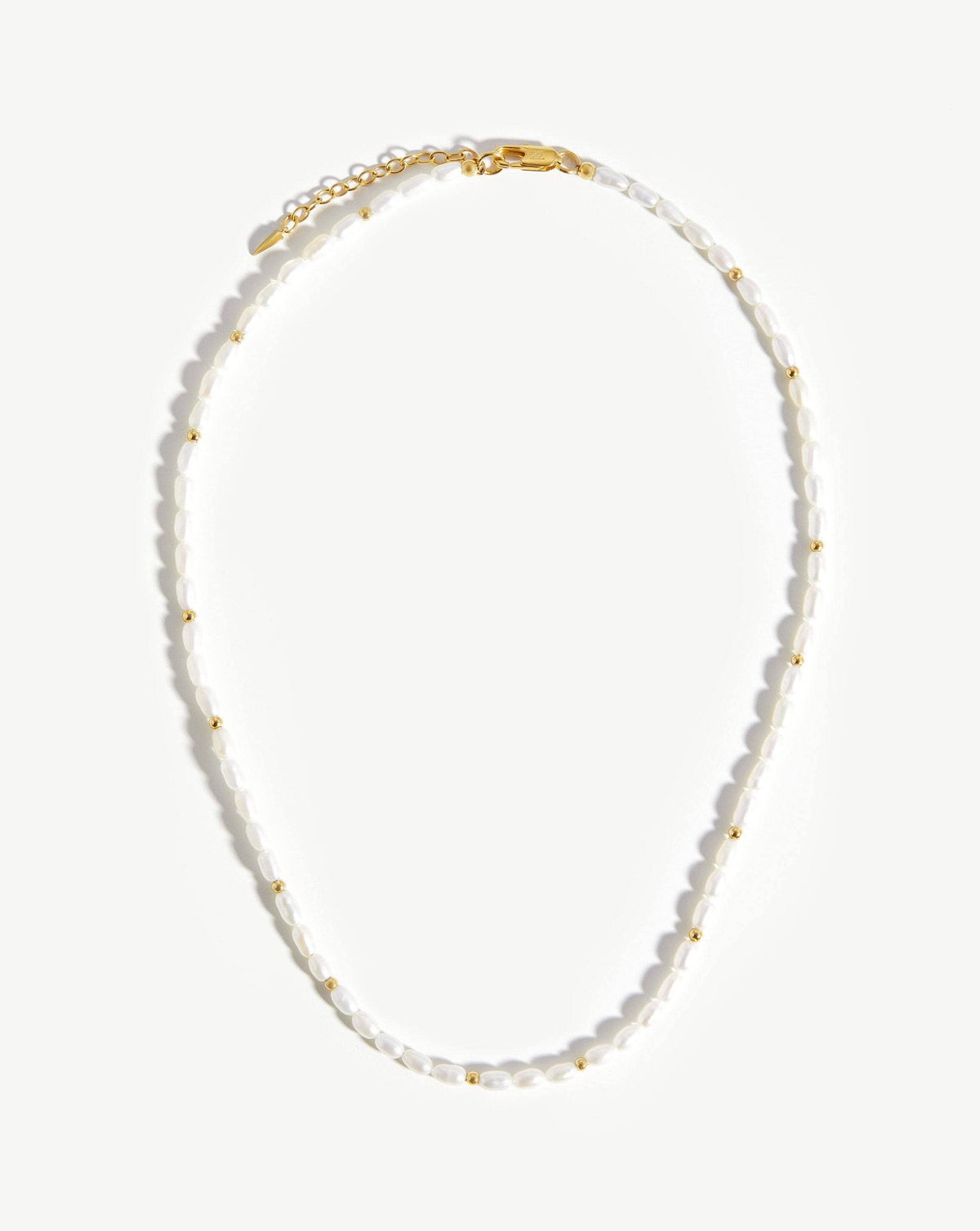 Short Seed Pearl Beaded Necklace 18ct Plated Pearl