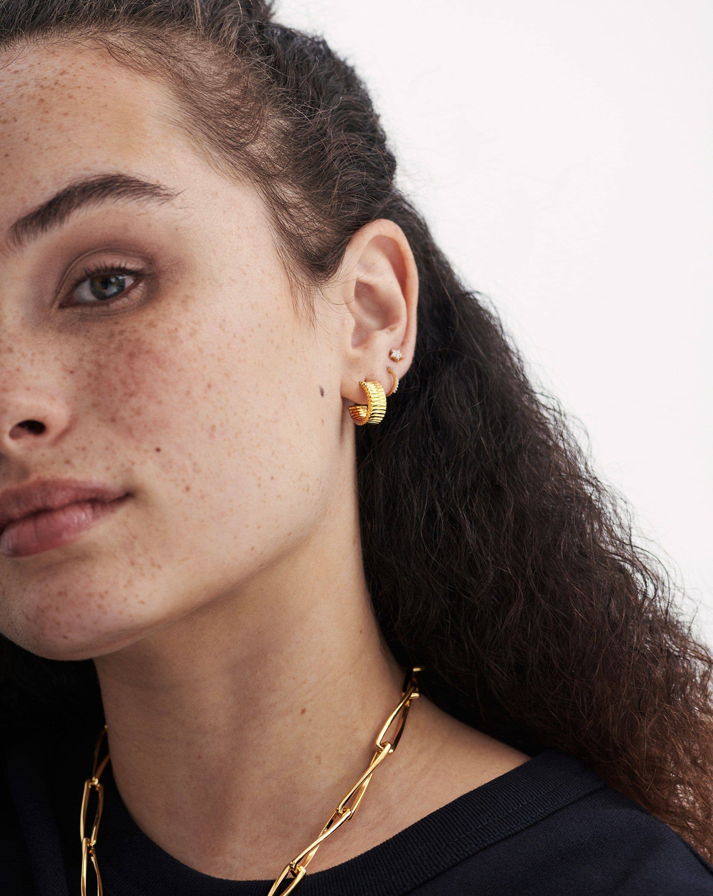 Small chunky gold hoop earrings top