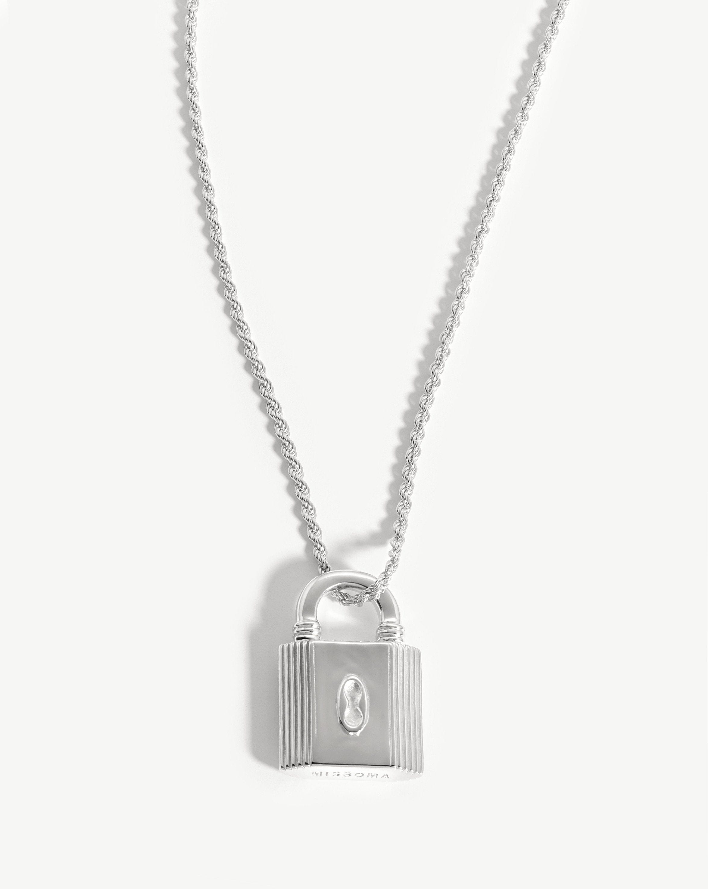 Small Ridge Padlock Necklace | Silver Plated Necklaces Missoma 