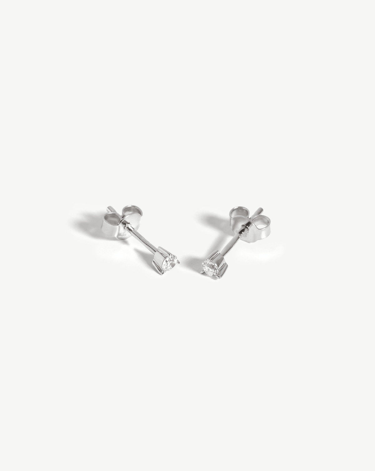 Solid Small Solitaire Diamond Stud Earrings