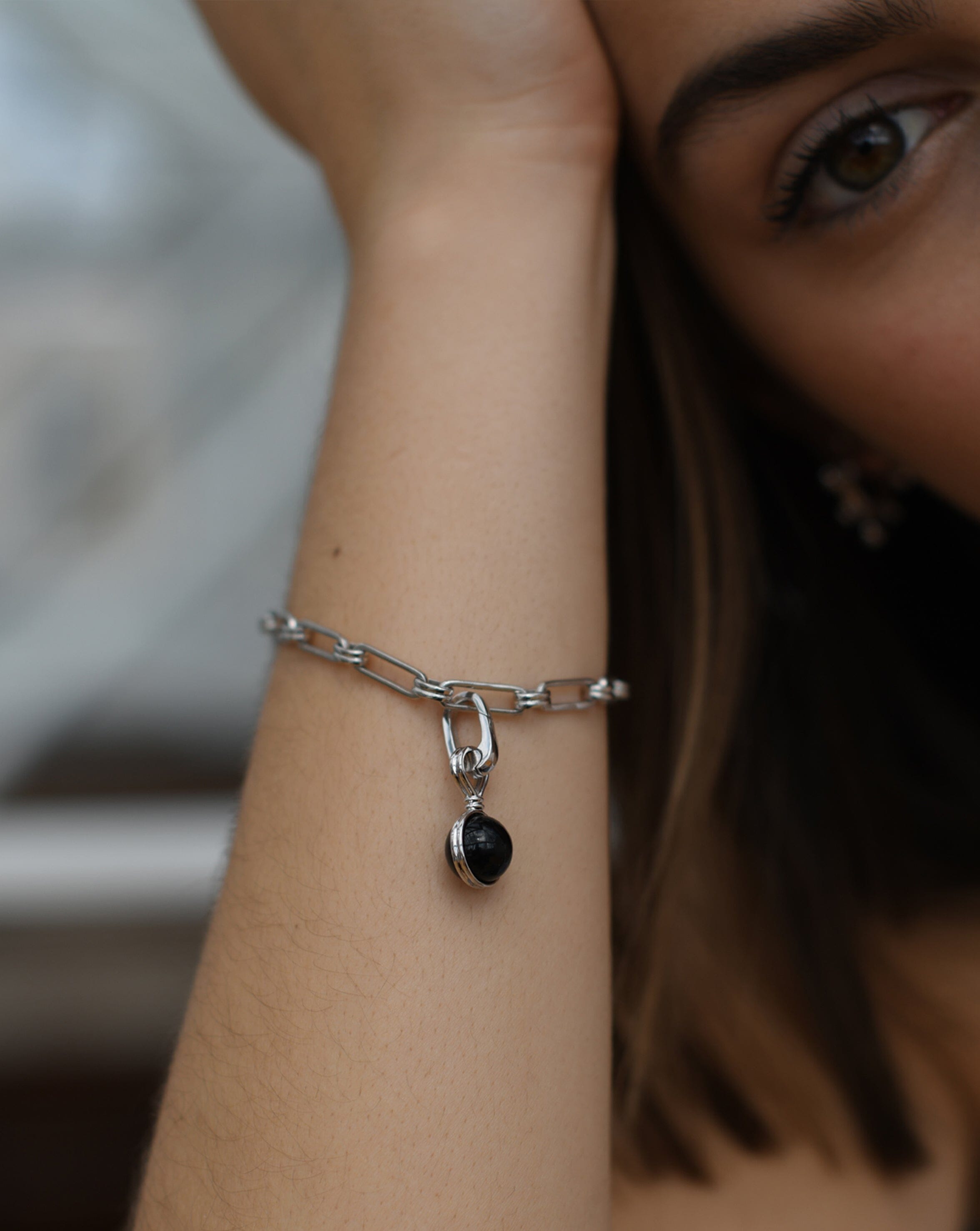 Small Sphere Bracelet | Silver Plated/Black Onyx Bracelets Missoma 