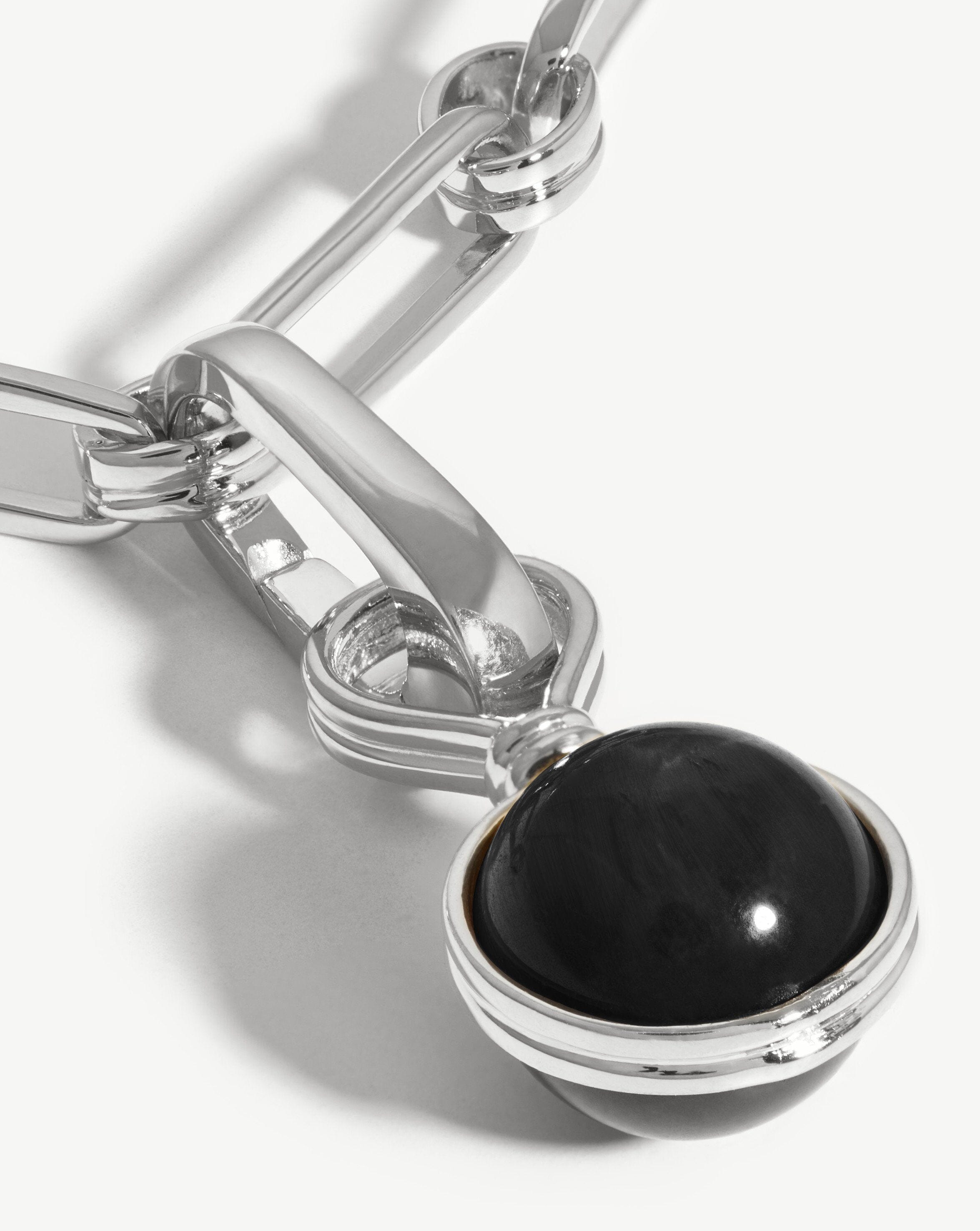 Small Sphere Bracelet | Silver Plated/Black Onyx Bracelets Missoma 