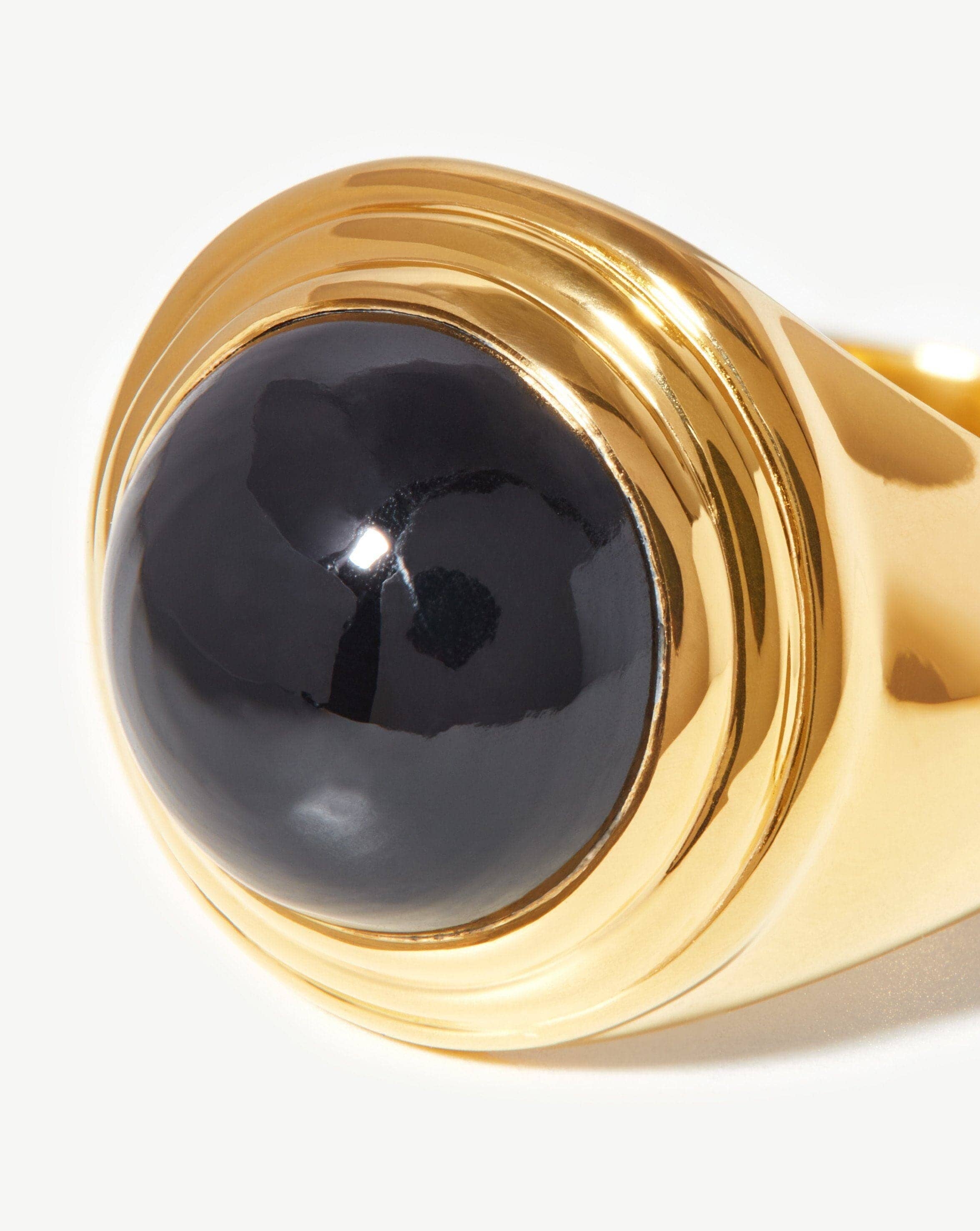 Sphere Ridge Ring | 18ct Gold Plated/Black Onyx Rings Missoma 