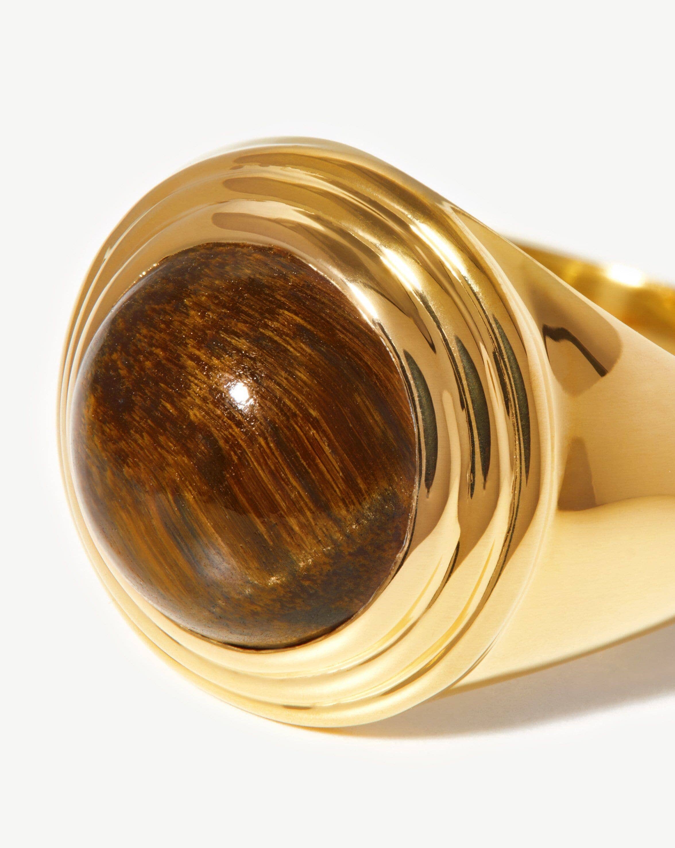 Sphere Ridge Ring | 18ct Gold Plated/Tigers Eye Rings Missoma 