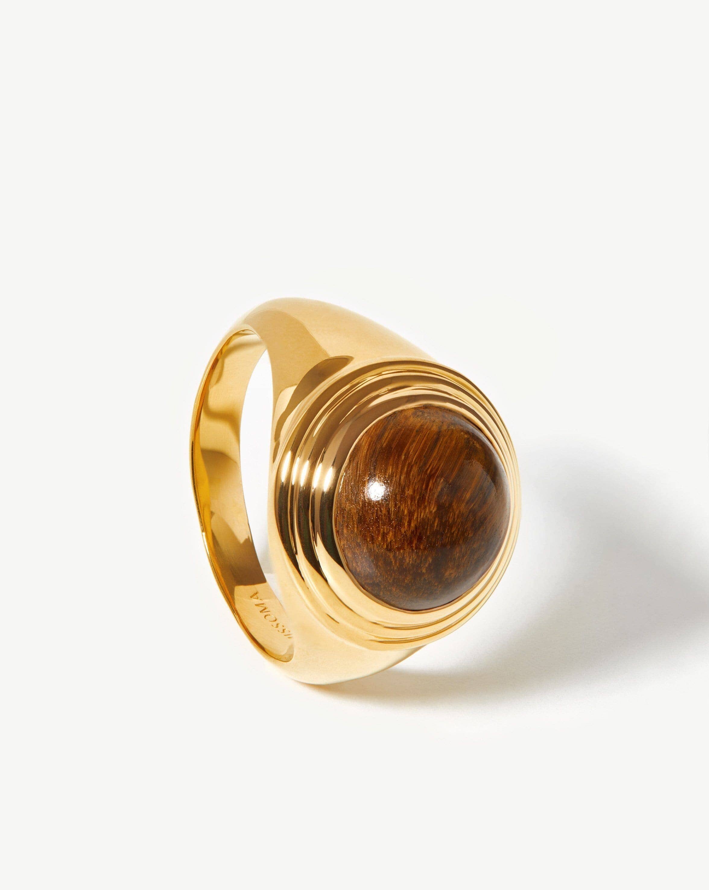Sphere Ridge Ring | 18ct Gold Plated/Tigers Eye Rings Missoma 