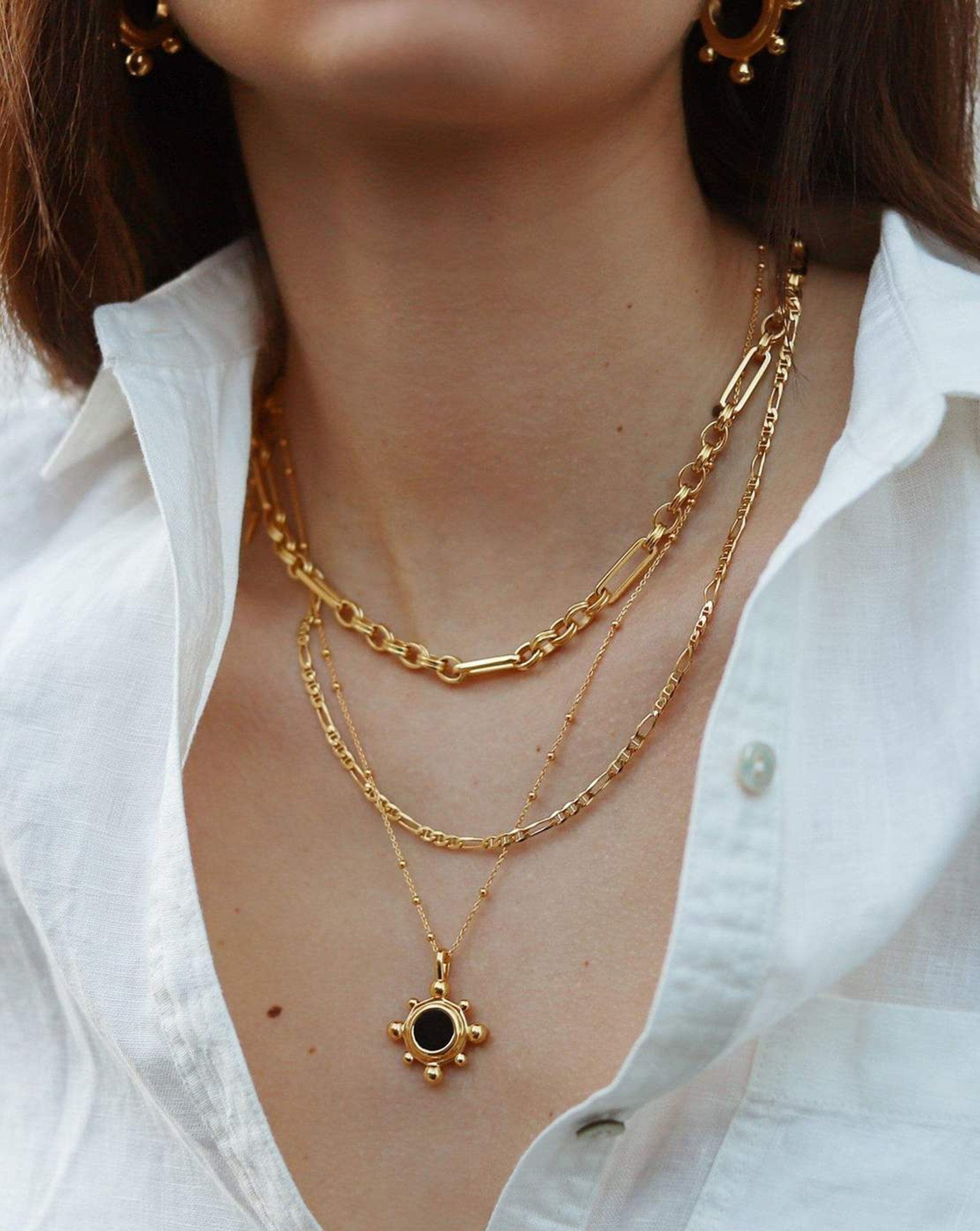 Sphere Round Pendant Necklace | 18ct Gold Plated/Black Onyx Necklaces Missoma 