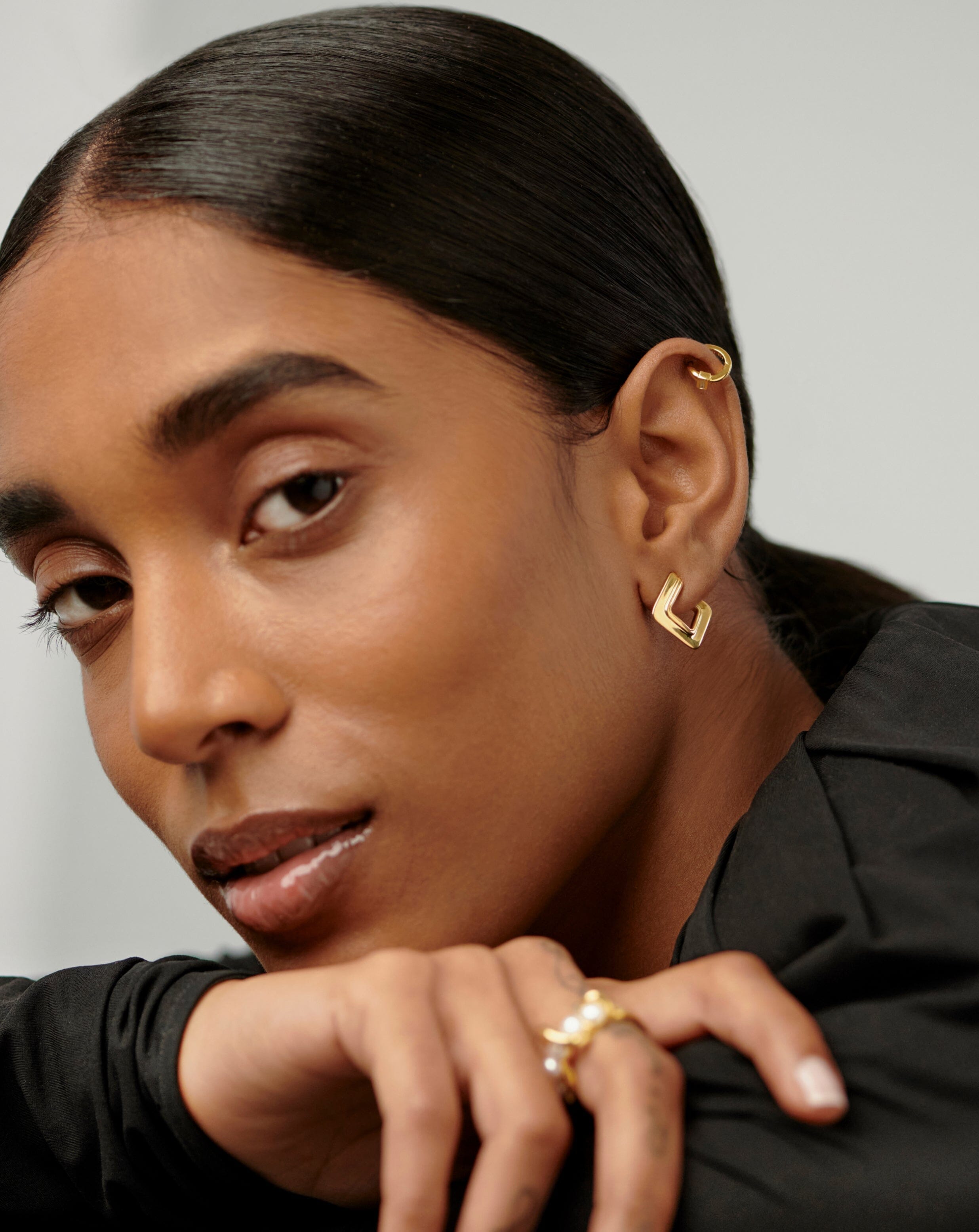 Squared Open Stud Earrings Earrings Missoma