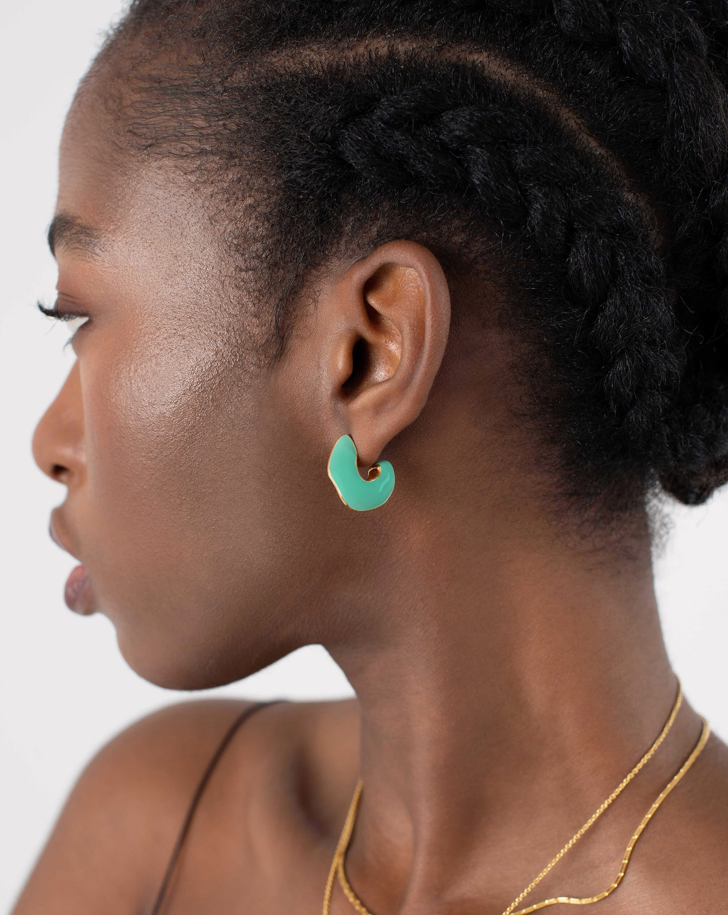 Squiggle Chubby Two Tone Enamel Hoop Earrings Earrings Missoma 