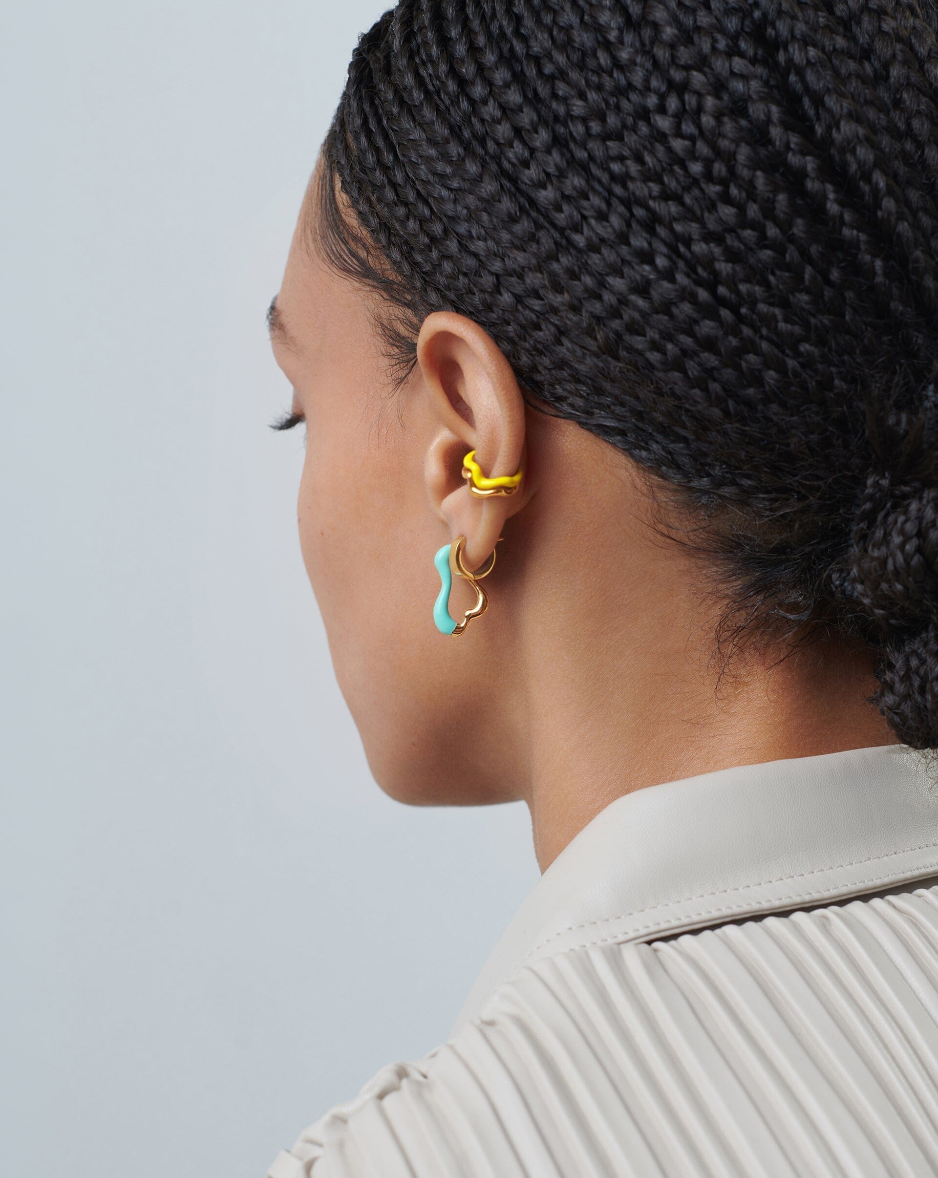 Squiggle Curve Two Tone Enamel Small Hoop Earrings Earrings Missoma 