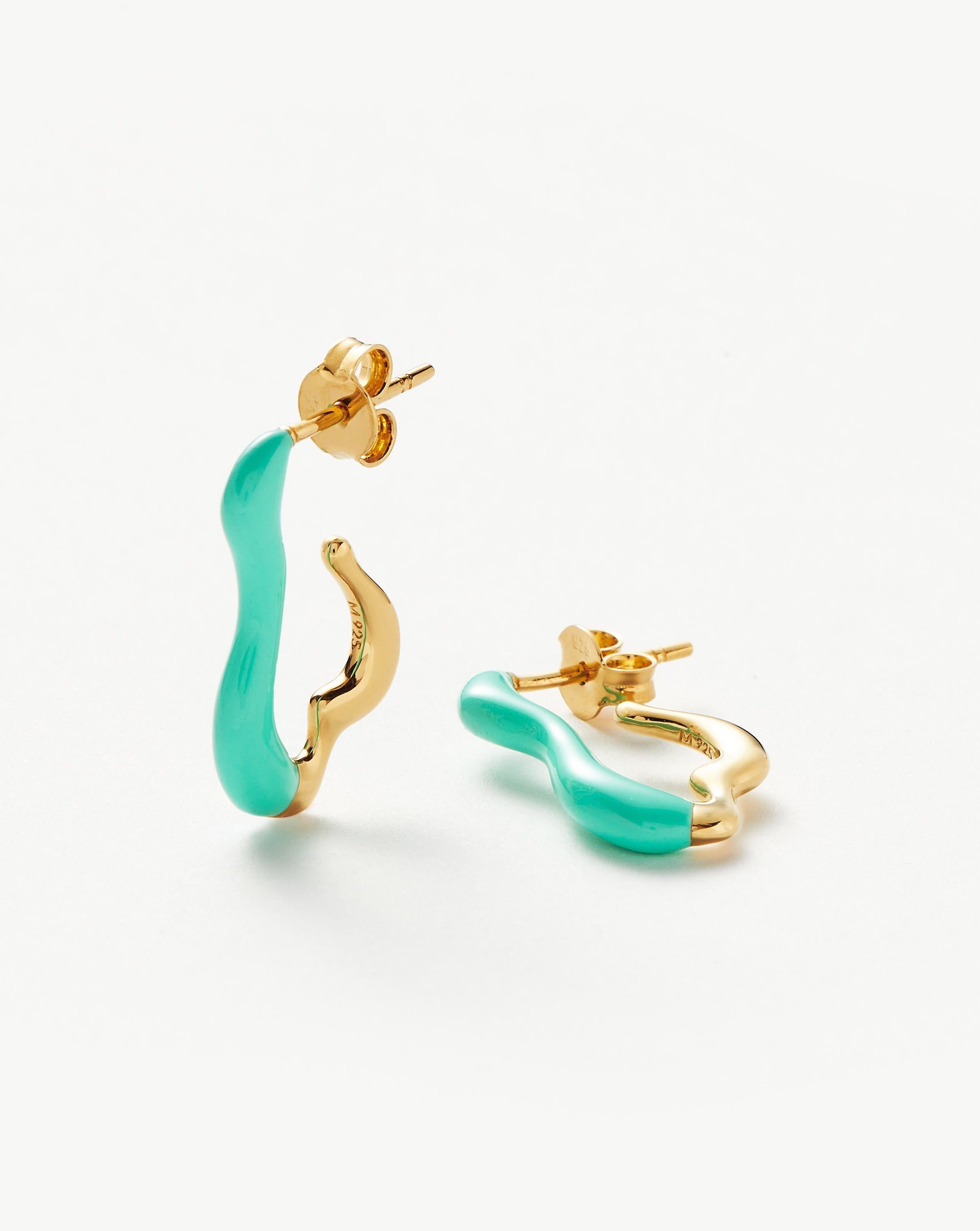 Squiggle Curve Two Tone Enamel Small Hoop Earrings Earrings Missoma 